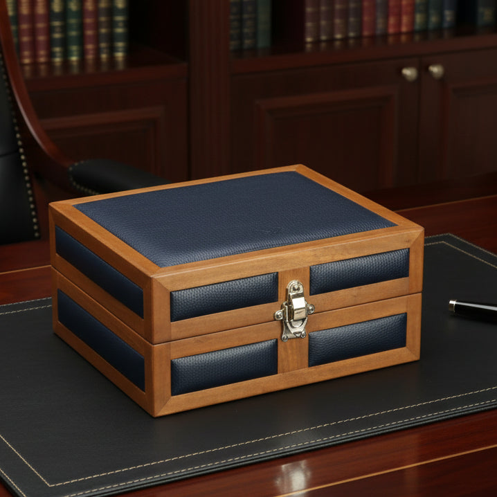 Heritage 6'lı Ahşap Saat Kutusu / Lacivert