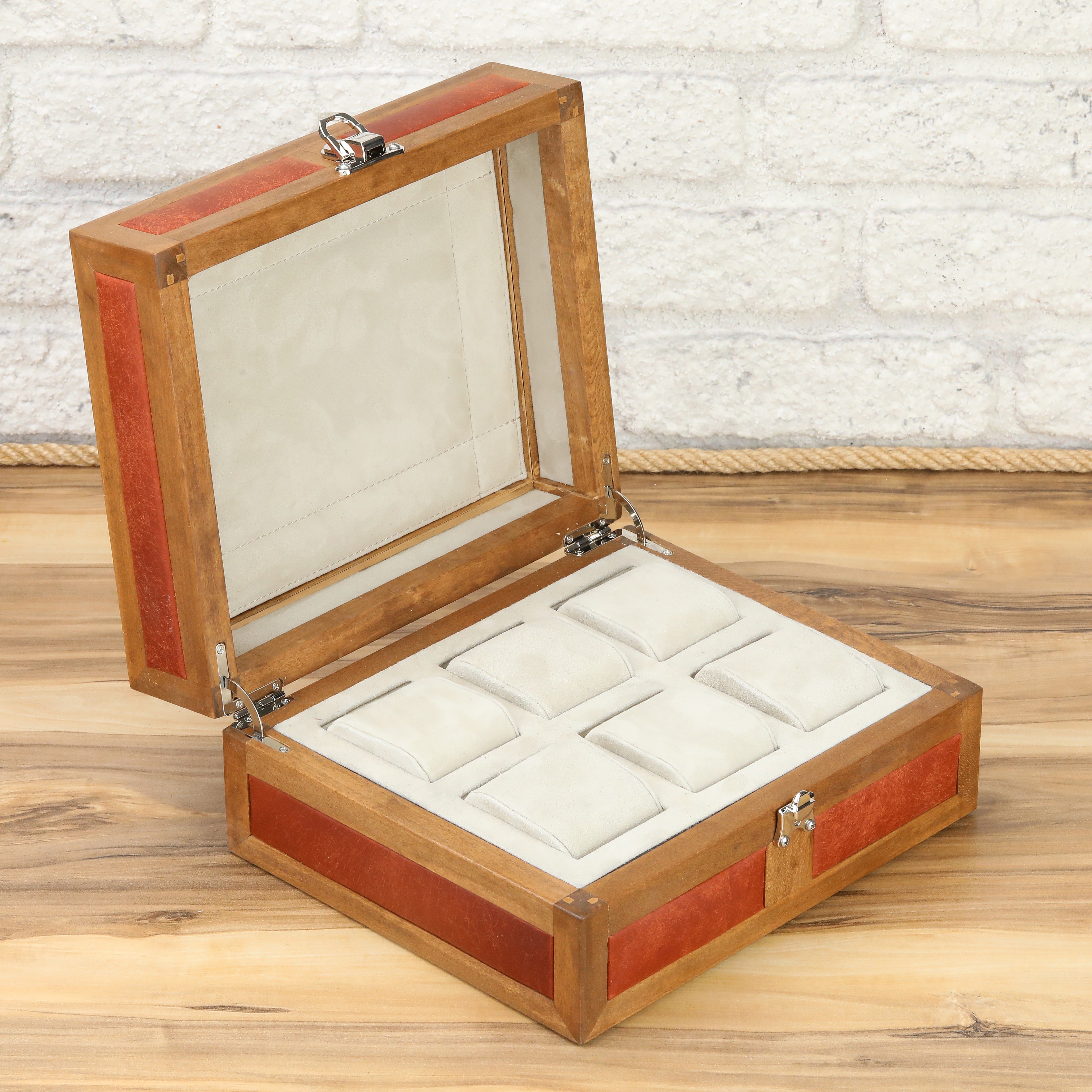 Heritage 6'lı Ahşap Saat Kutusu / Kahverengi