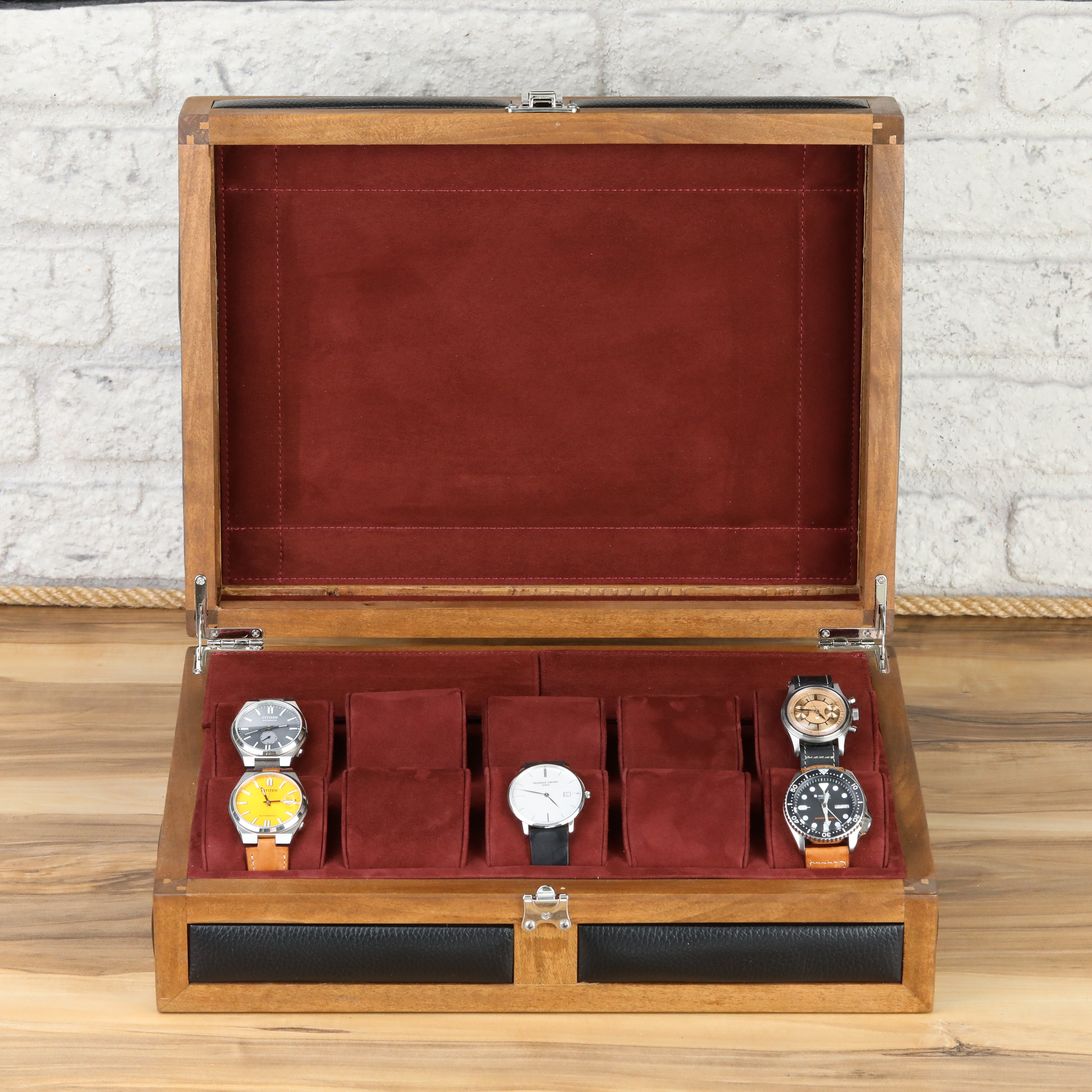 Heritage 10 Ahşap Saat Kutusu / Siyah