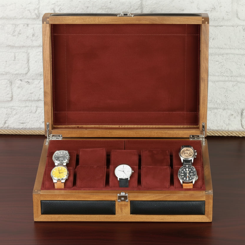 Heritage 10 Ahşap Saat Kutusu / Siyah