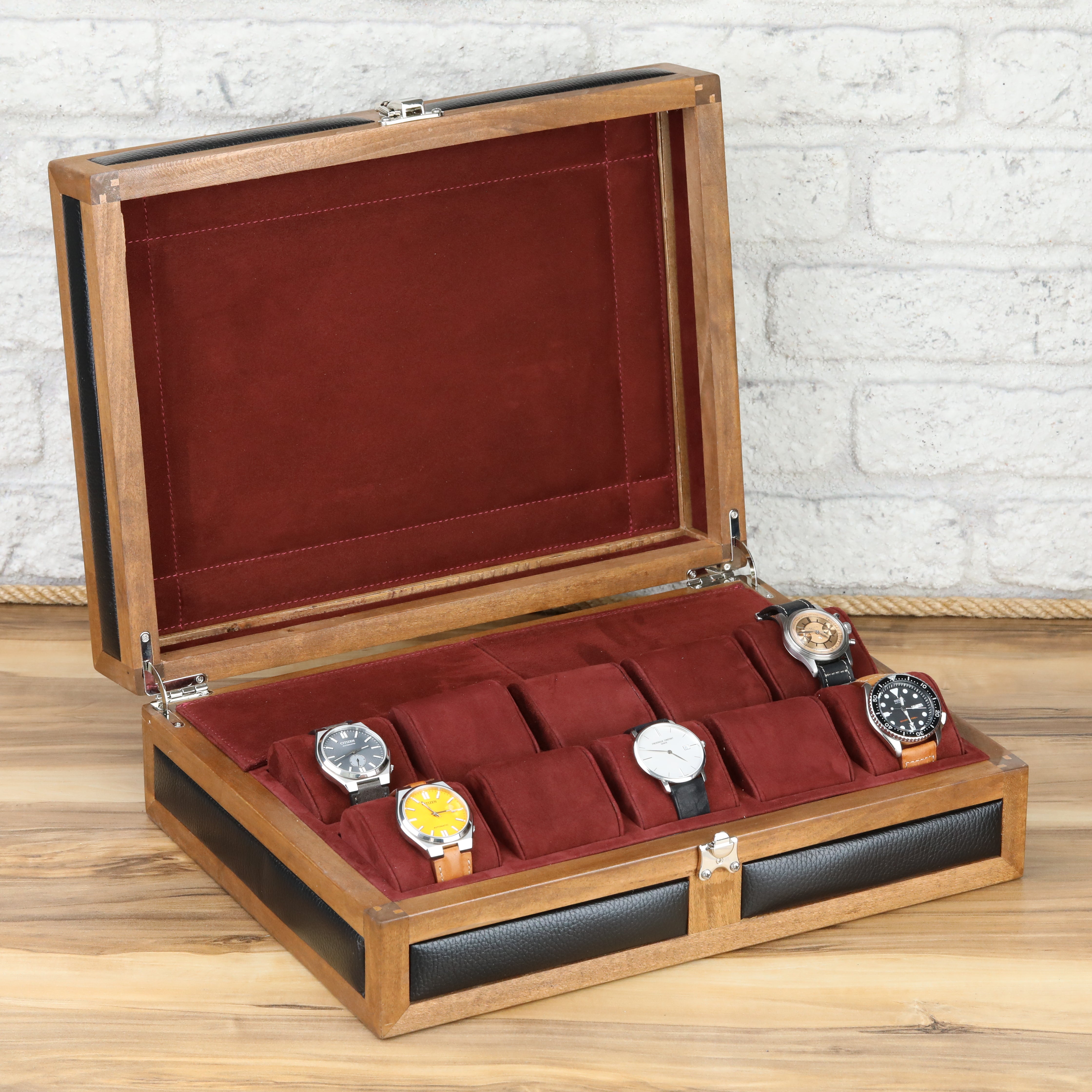Heritage 10 Ahşap Saat Kutusu / Siyah