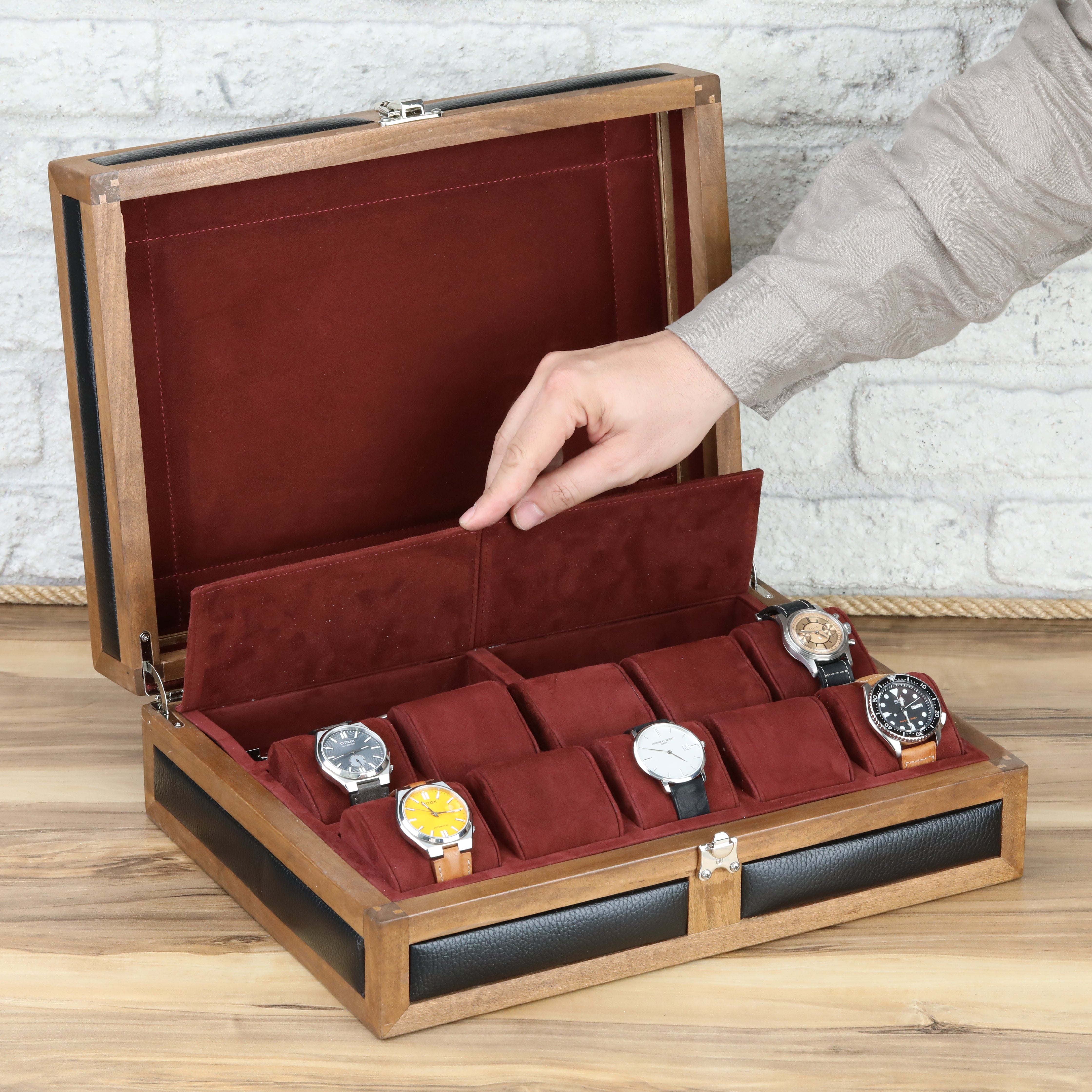 Heritage 10 Ahşap Saat Kutusu / Siyah