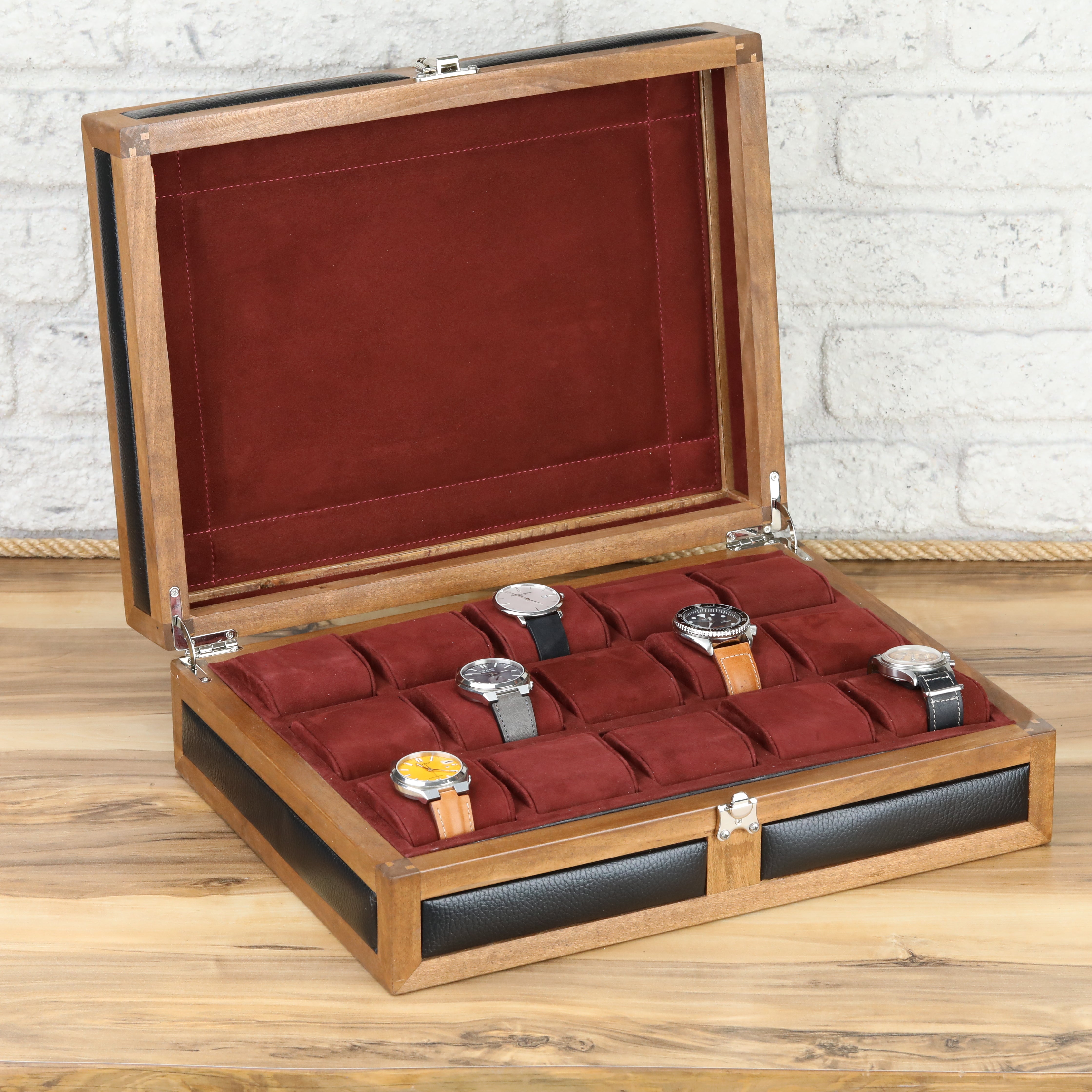 Heritage 15 Ahşap Saat Kutusu / Siyah