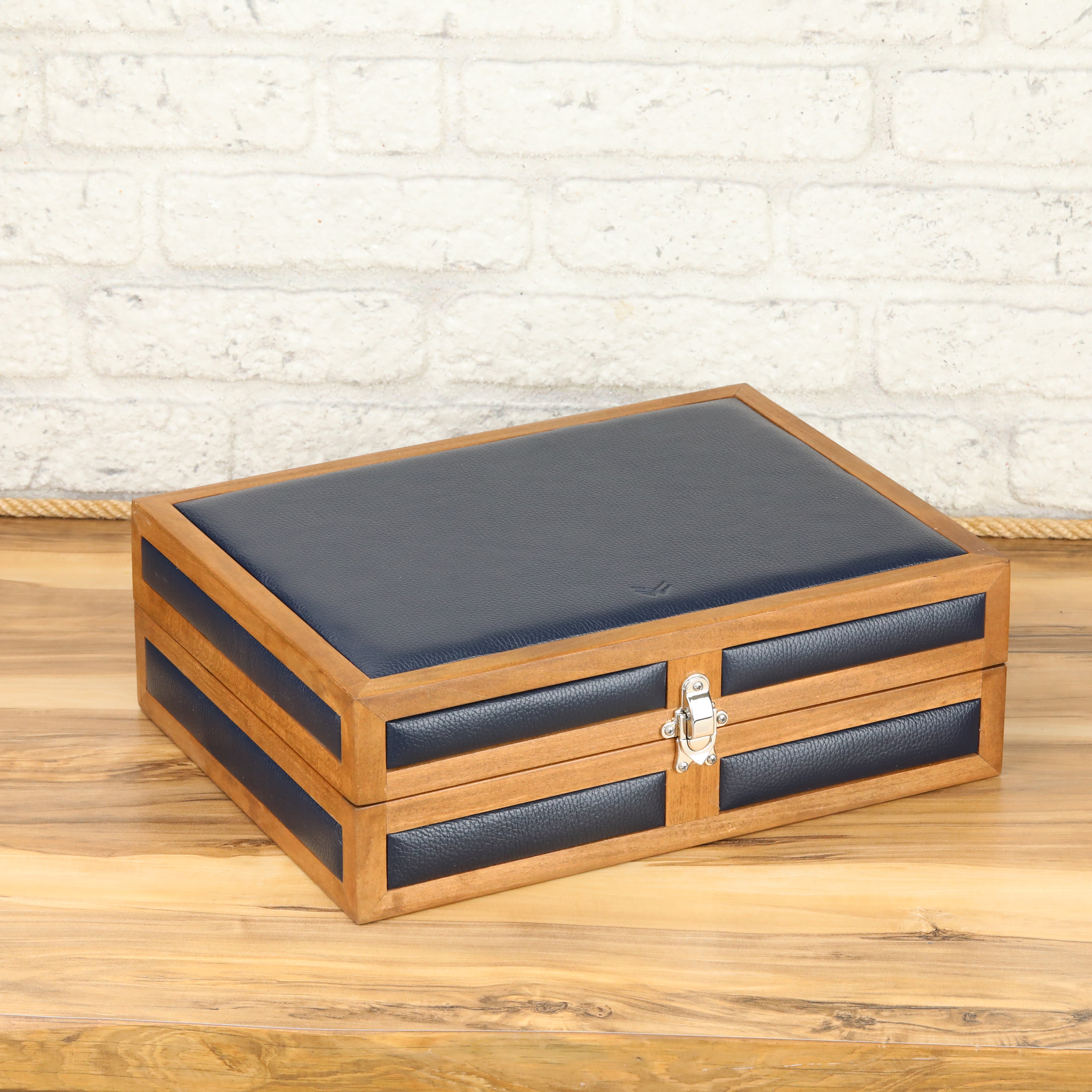 Heritage 10 Ahşap Saat Kutusu / Lacivert
