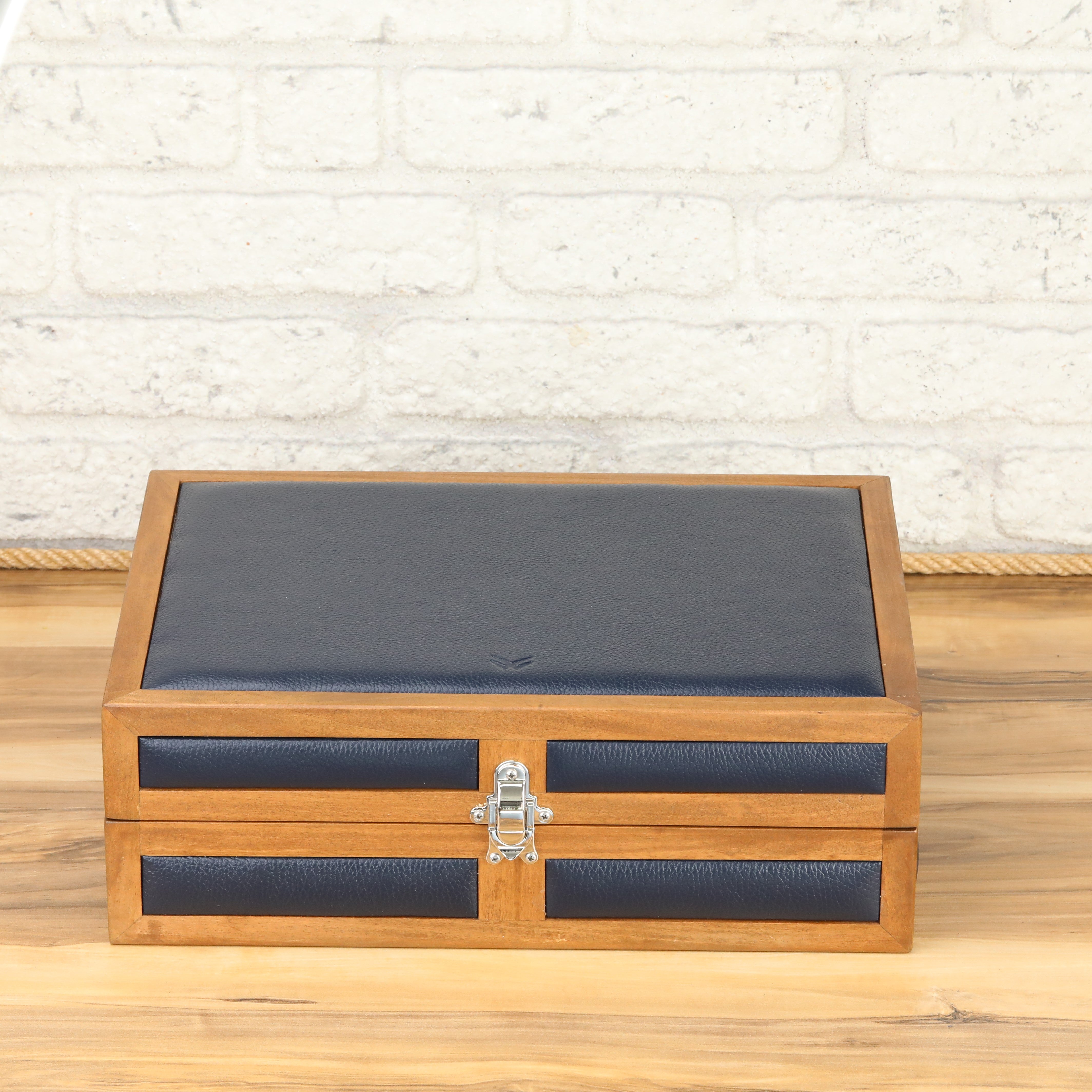 Heritage 10 Ahşap Saat Kutusu / Lacivert