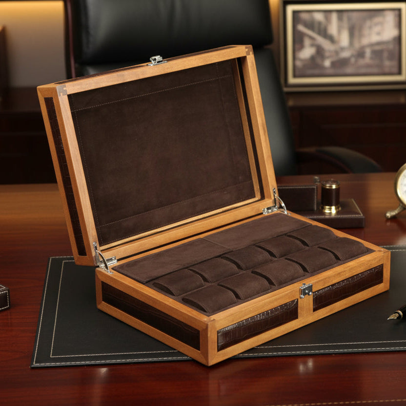 Heritage 10 Ahşap Saat Kutusu / Kahverengi