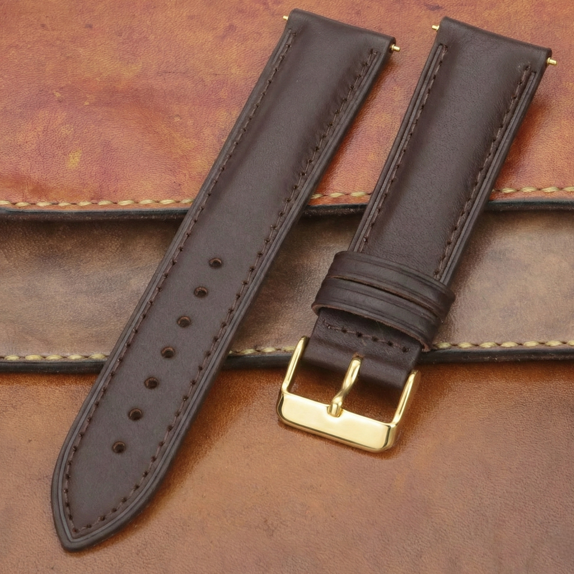 Gold Tokalı Alaturka Kahverengi Deri Kordon