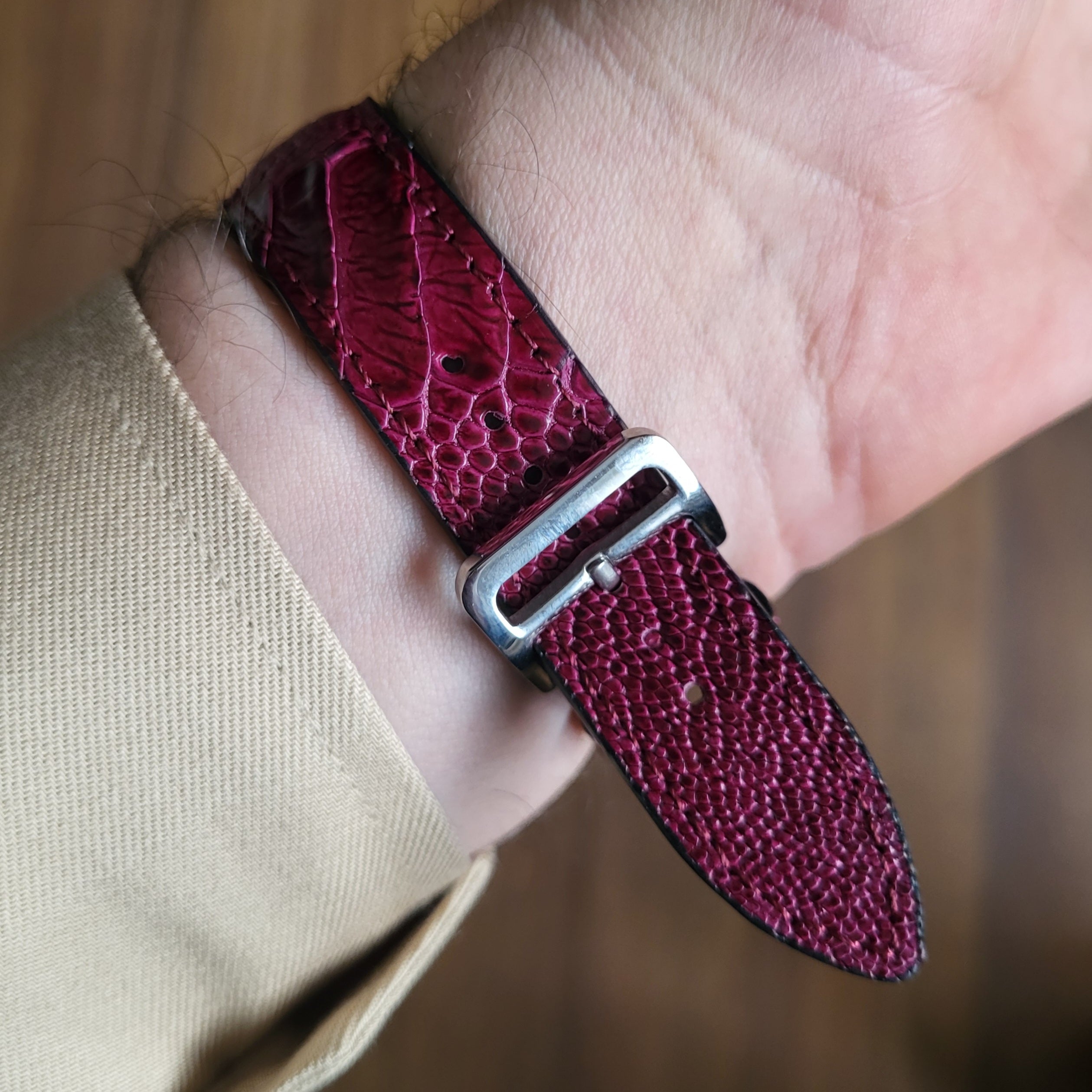 Gerçek deri el yapımı 18 mm saat kordnu