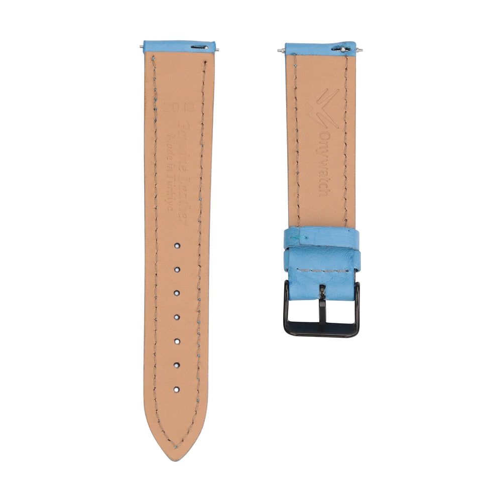 Devekuşu Derisi Apple Watch Deri Kordon - Mavi - ONYWATCH