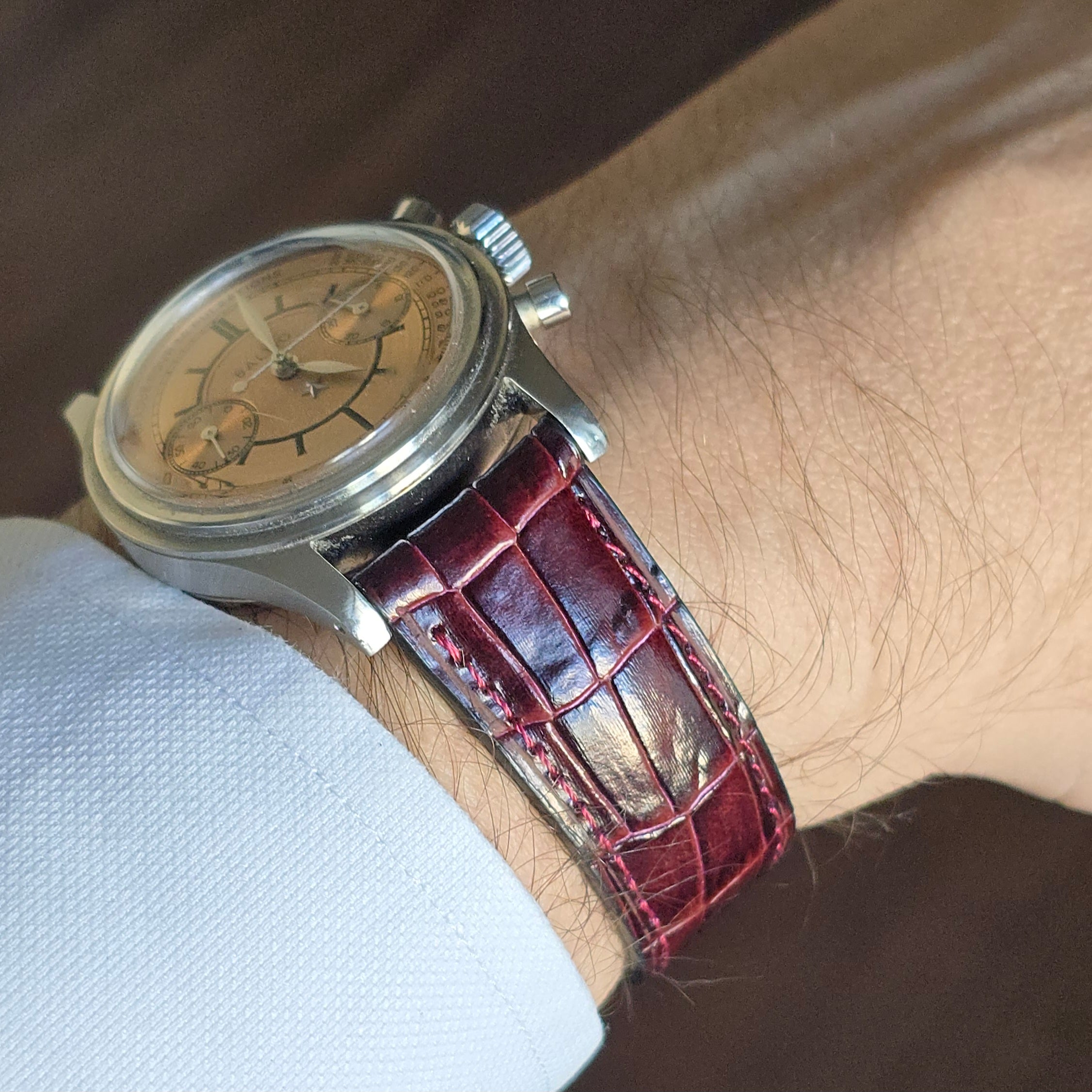 Bordo Kroko Baskılı Deri Kordon