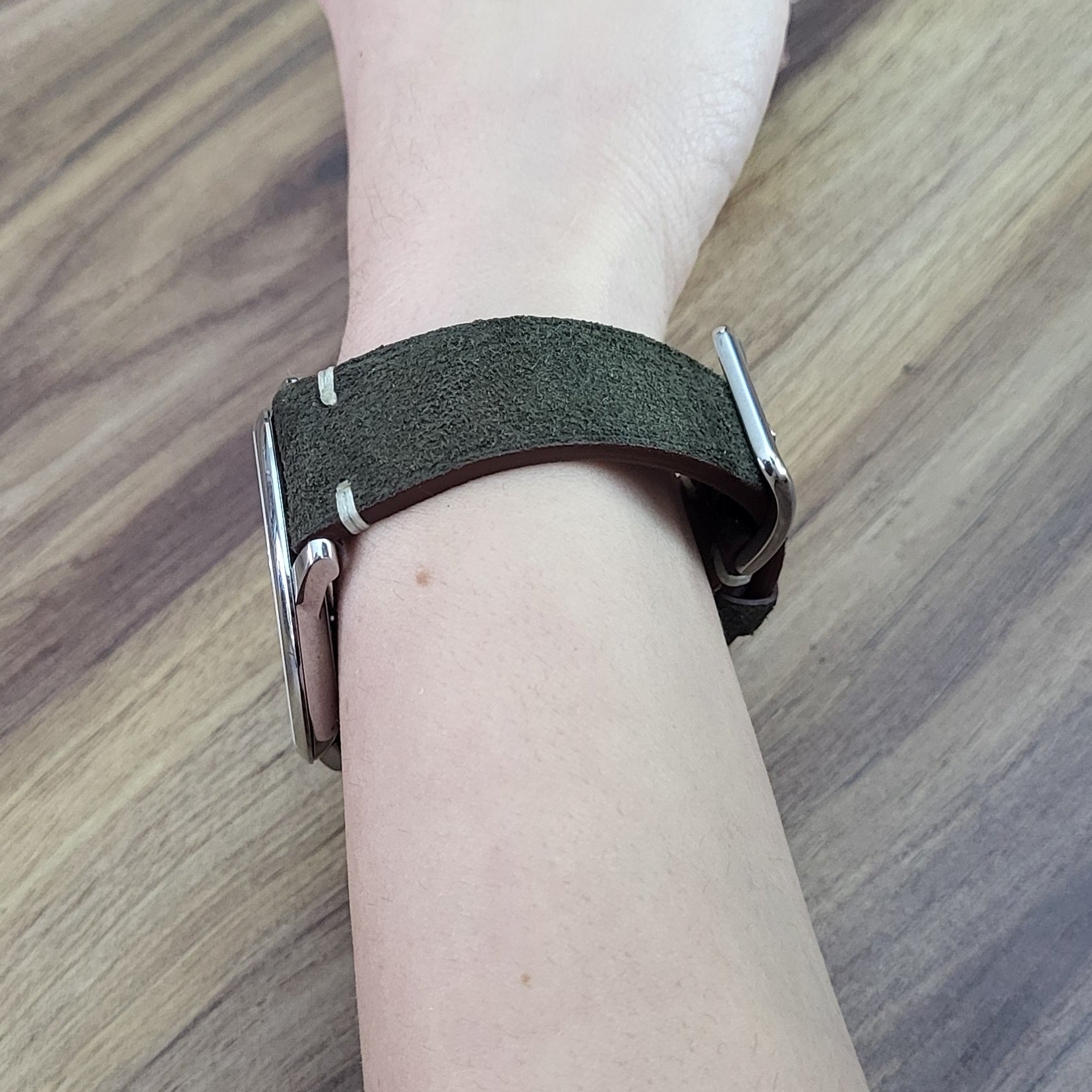 Vintage Zeytin Yeşili Süet Deri Kordon