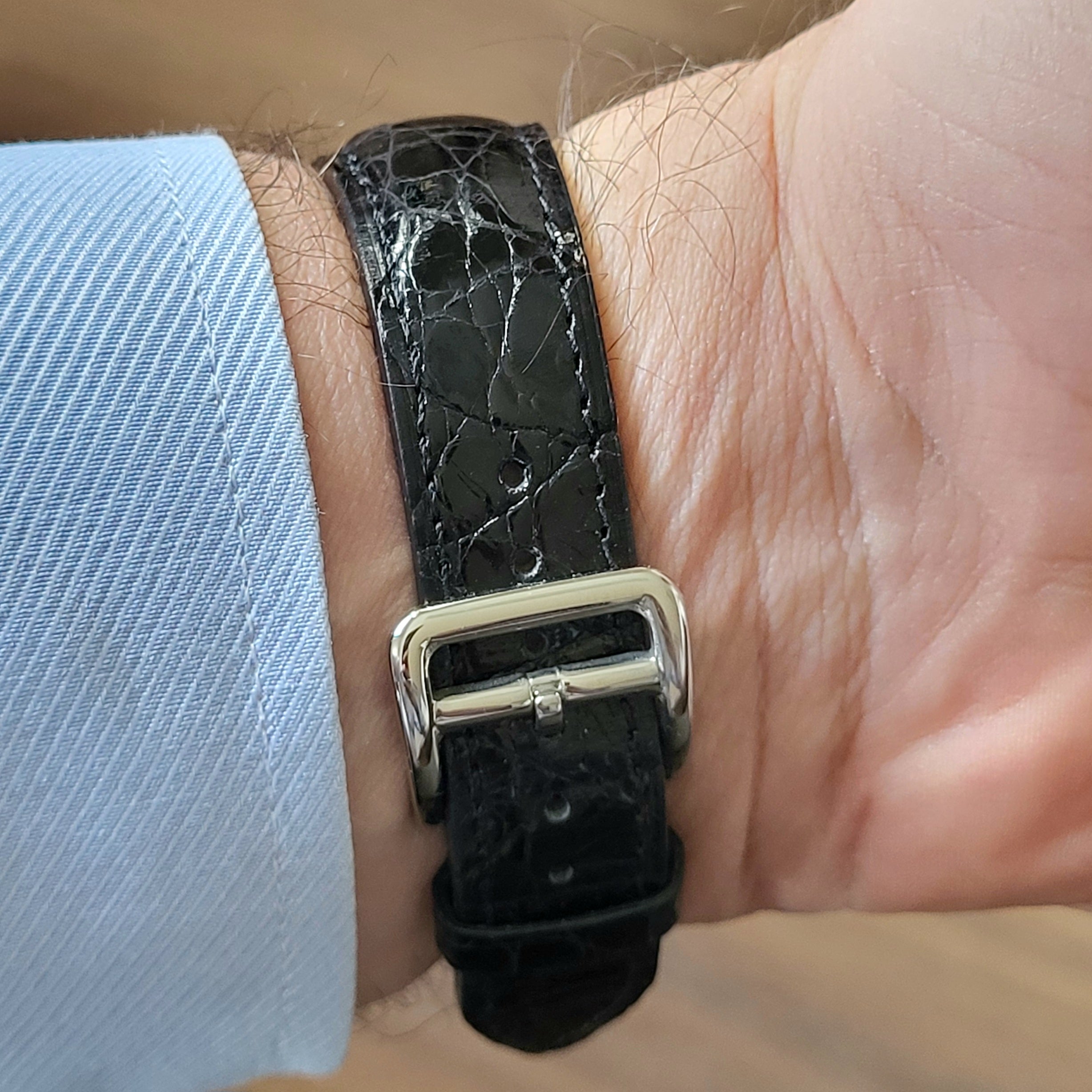 Gerçek Kroko Derisi Kordon Siyah