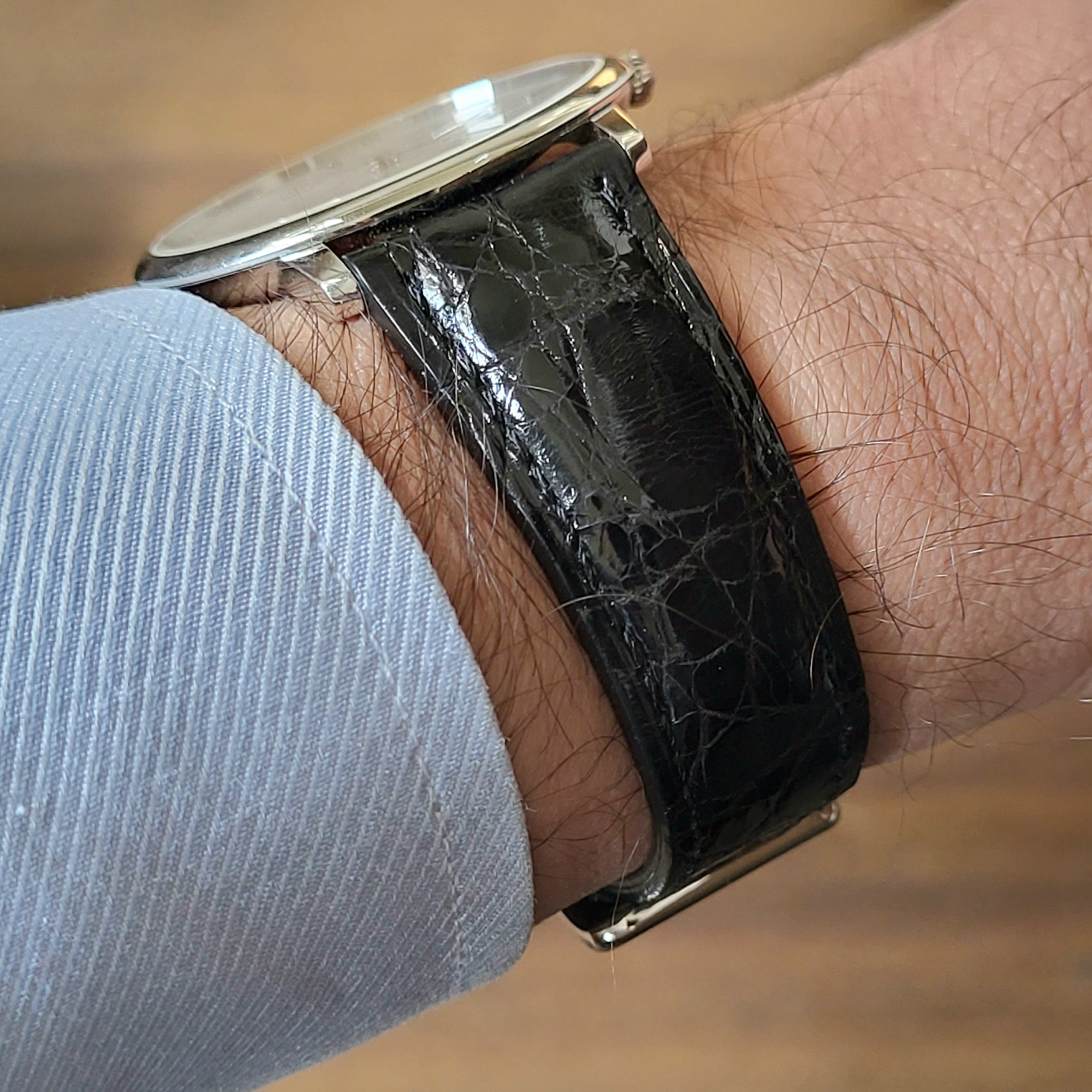 Gerçek Kroko Derisi Kordon Siyah