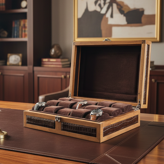 Heritage 15 Ahşap Saat Kutusu / Kahverengi