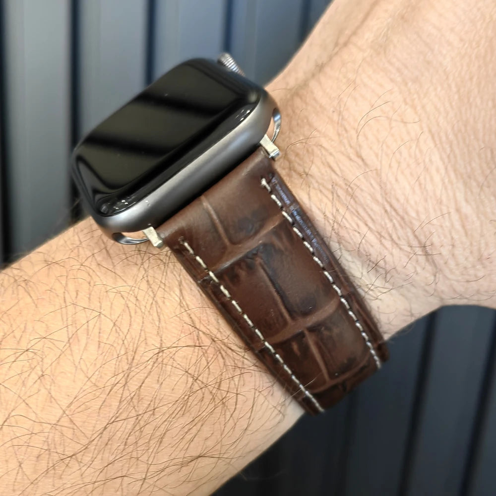 Apple Watch Deri Kordon - B. Dikiş Kahve Kroko - ONYWATCH