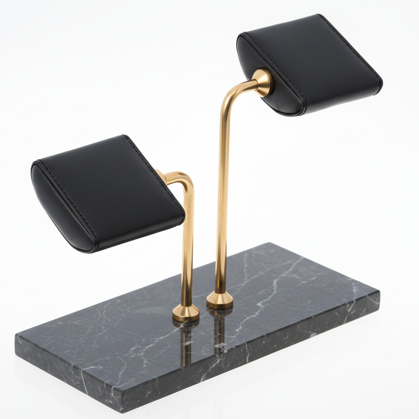 Nero Çiftli Masaüstü Saat Standı Pirinç