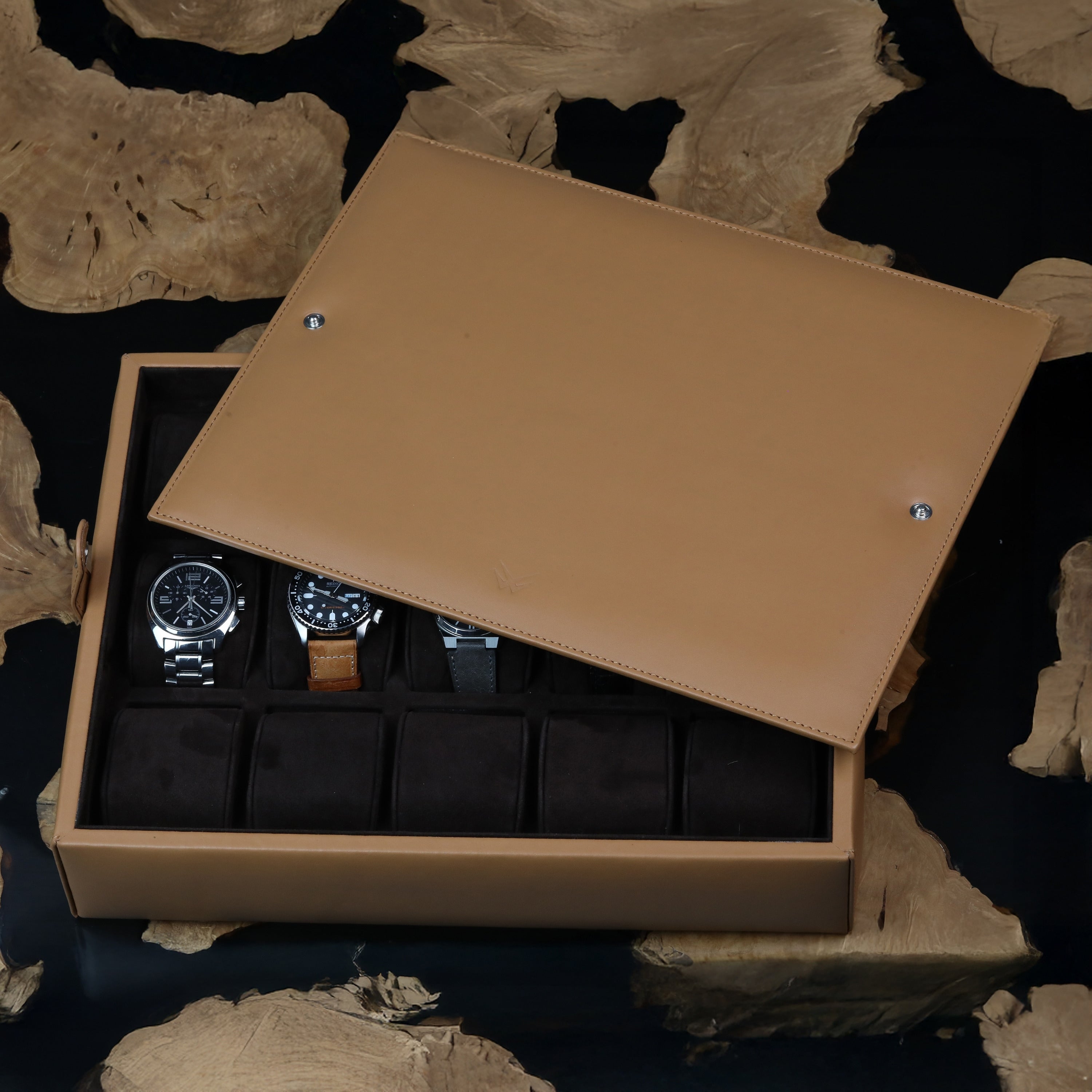 Taupe Deri Saat Kutusu 15'li