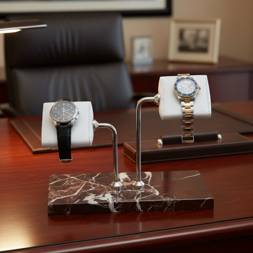 Rosso Çiftli Mermer Saat Standı - ONYWATCH