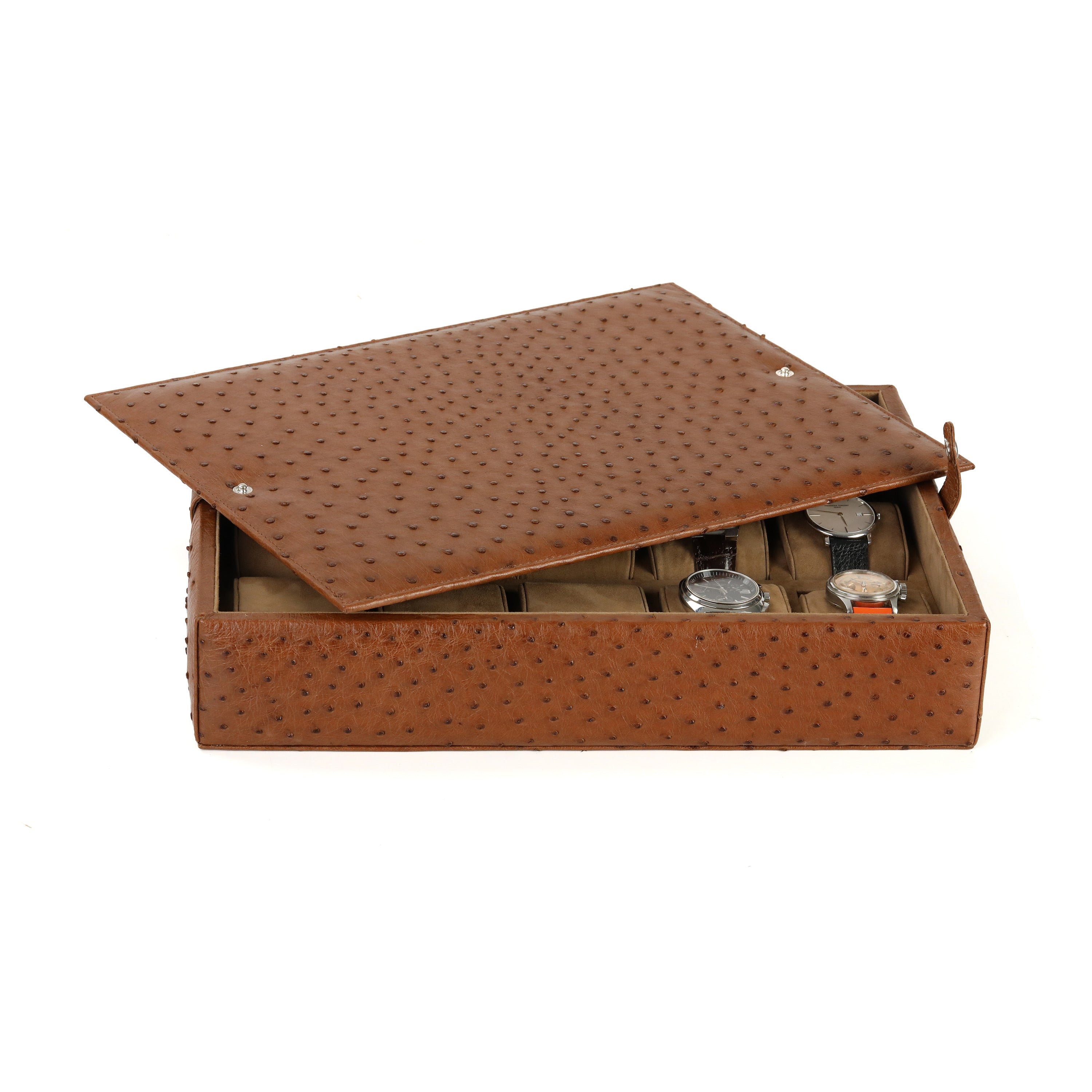 Camelus Gerçek Devekuşu Derisi Saat Kutusu