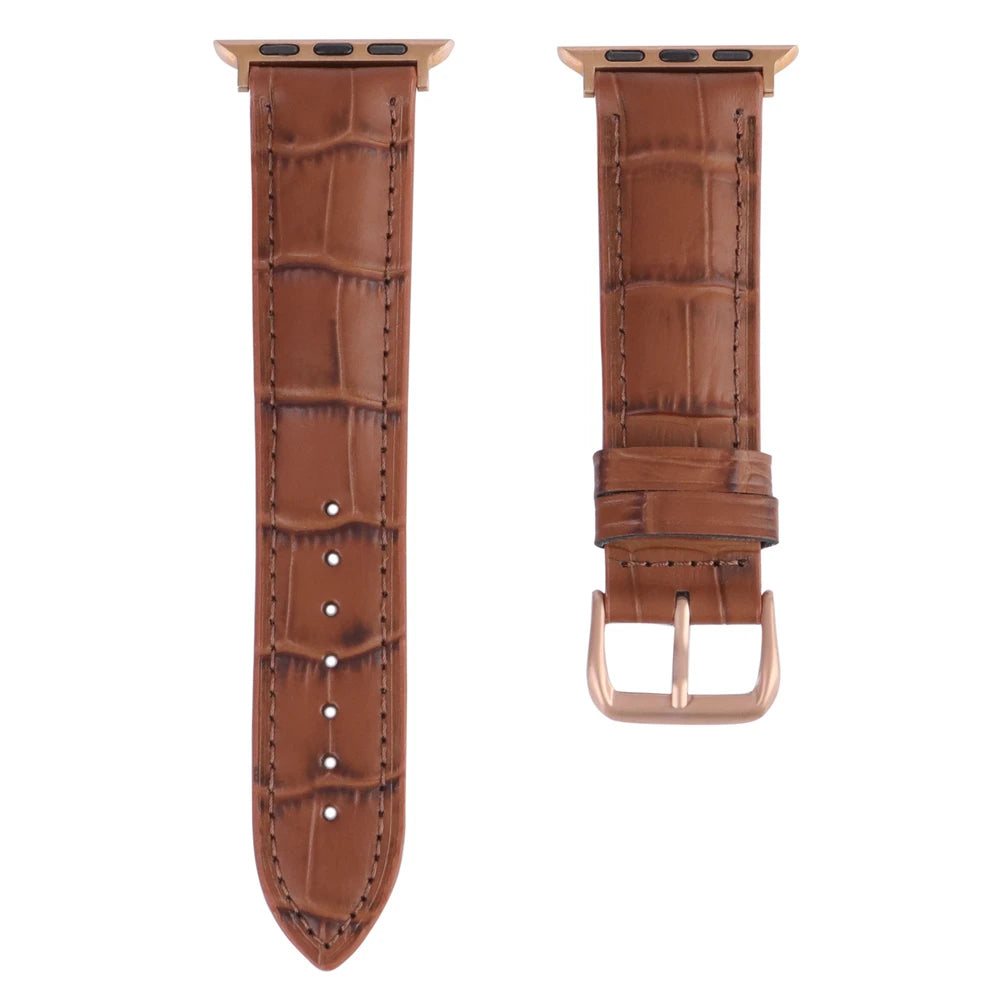 Apple Watch Deri Kordon - Taba - Kroko Baskılı - ONYWATCH