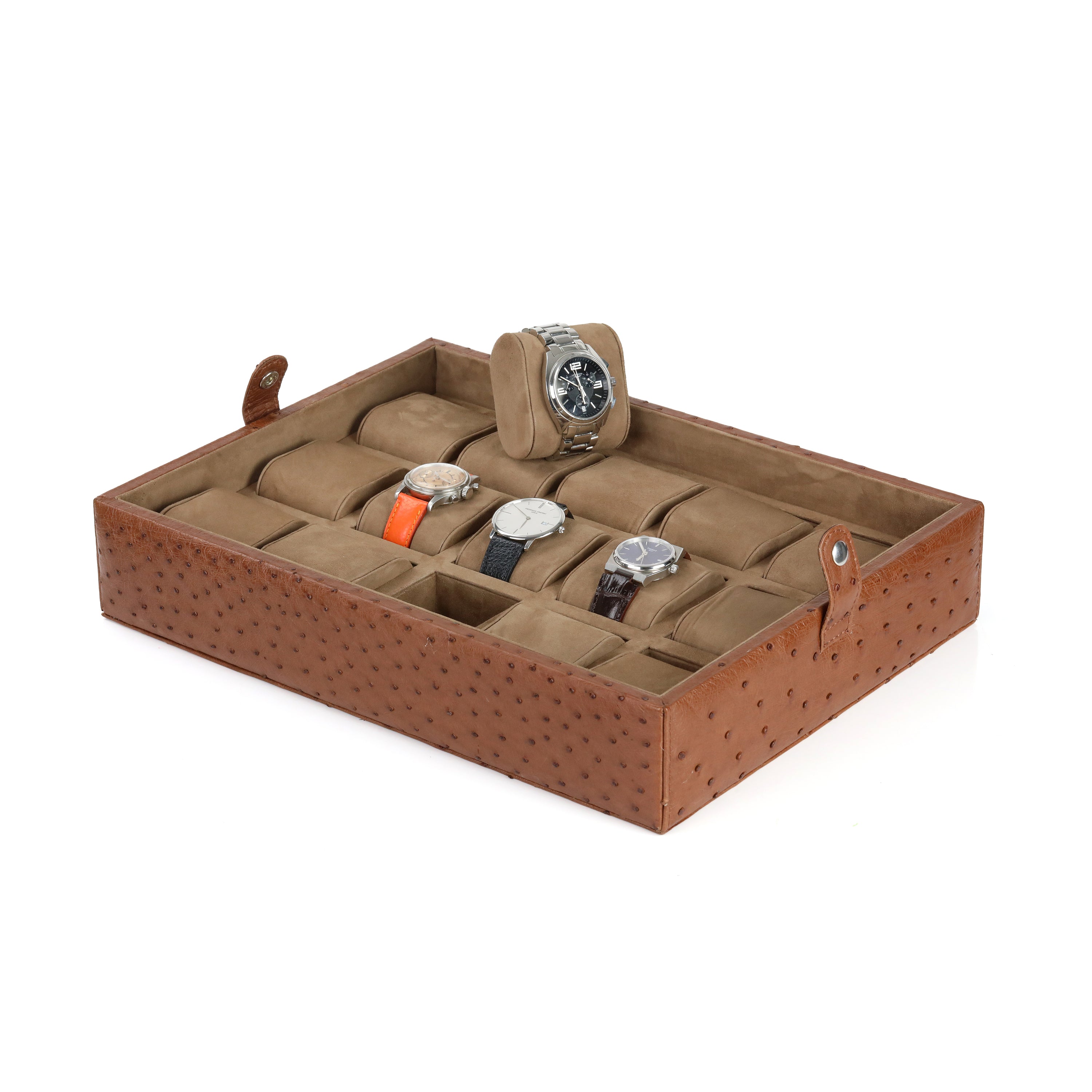 Camelus Gerçek Devekuşu Derisi Saat Kutusu