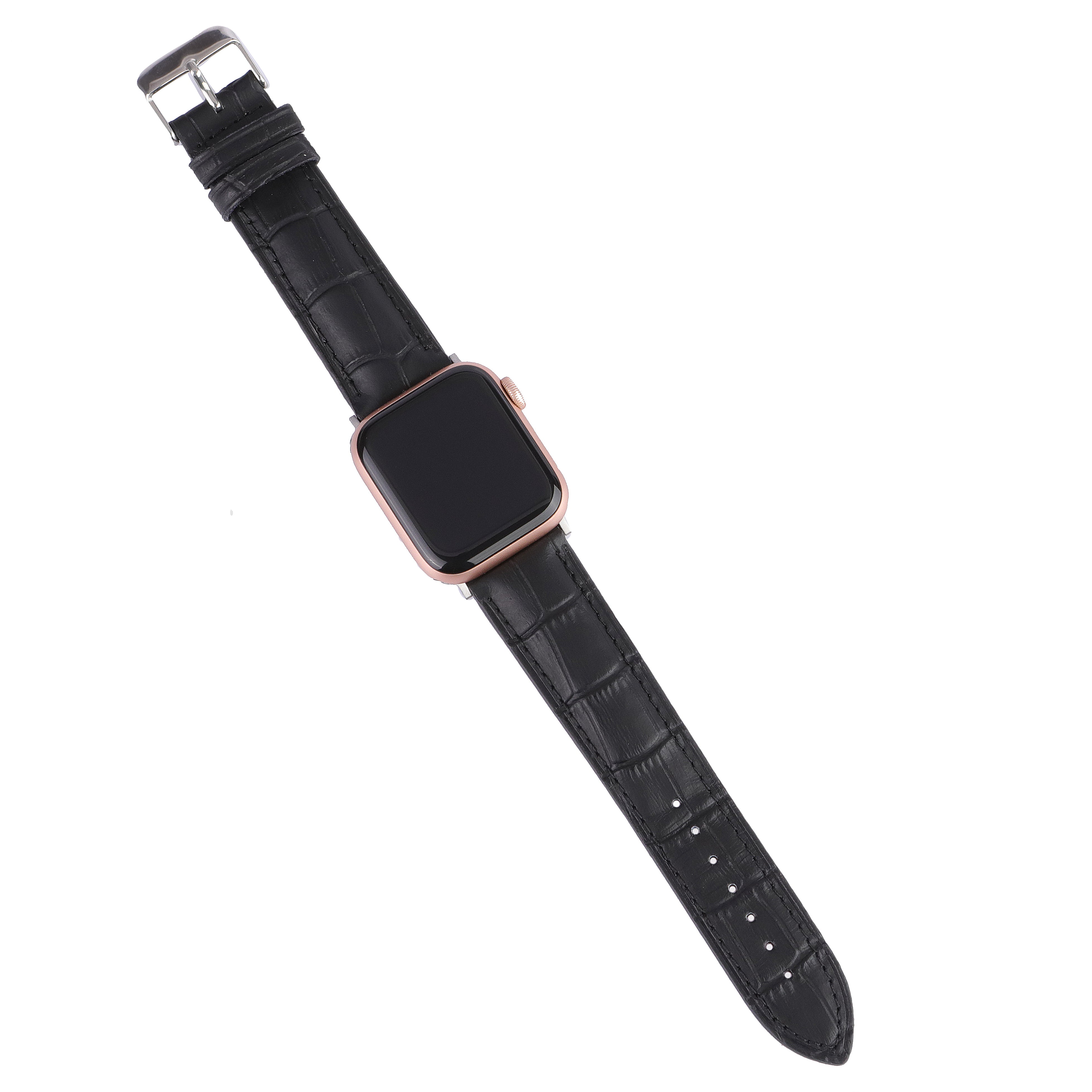 Apple Watch Deri Kordon - Siyah Kroko