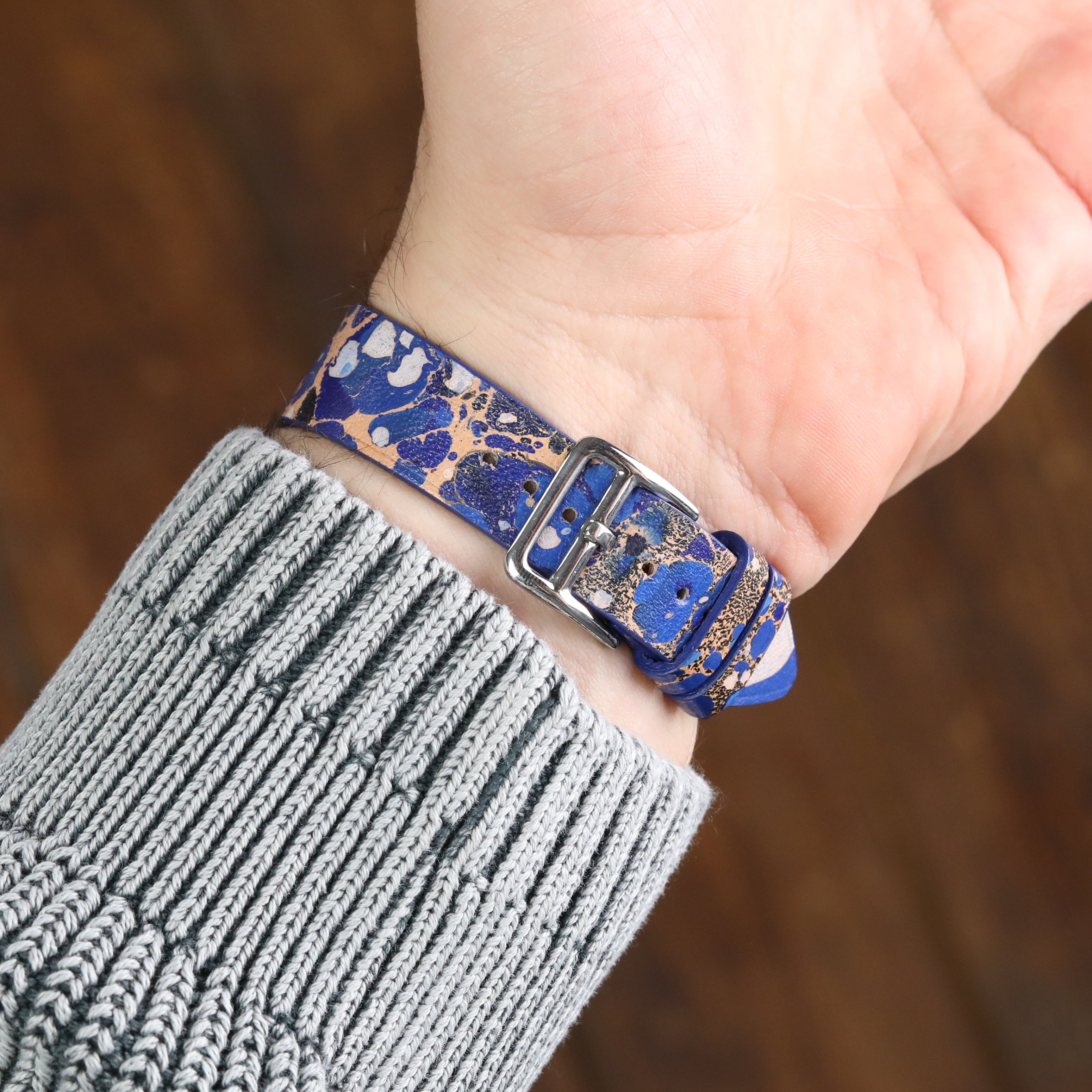 Apple Watch Kayis - Ebru Boyama Mavi