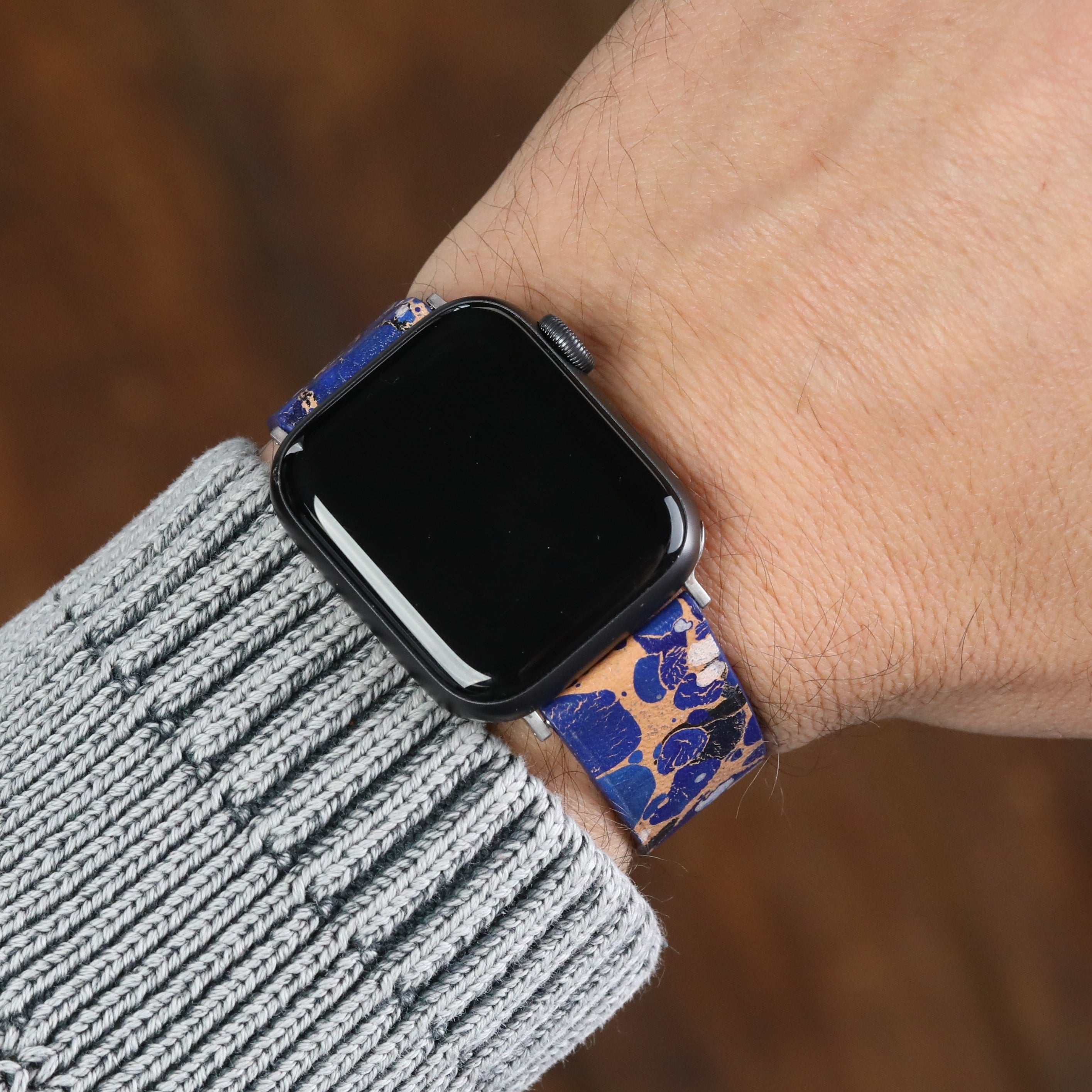 Apple Watch Kayis - Ebru Boyama Mavi