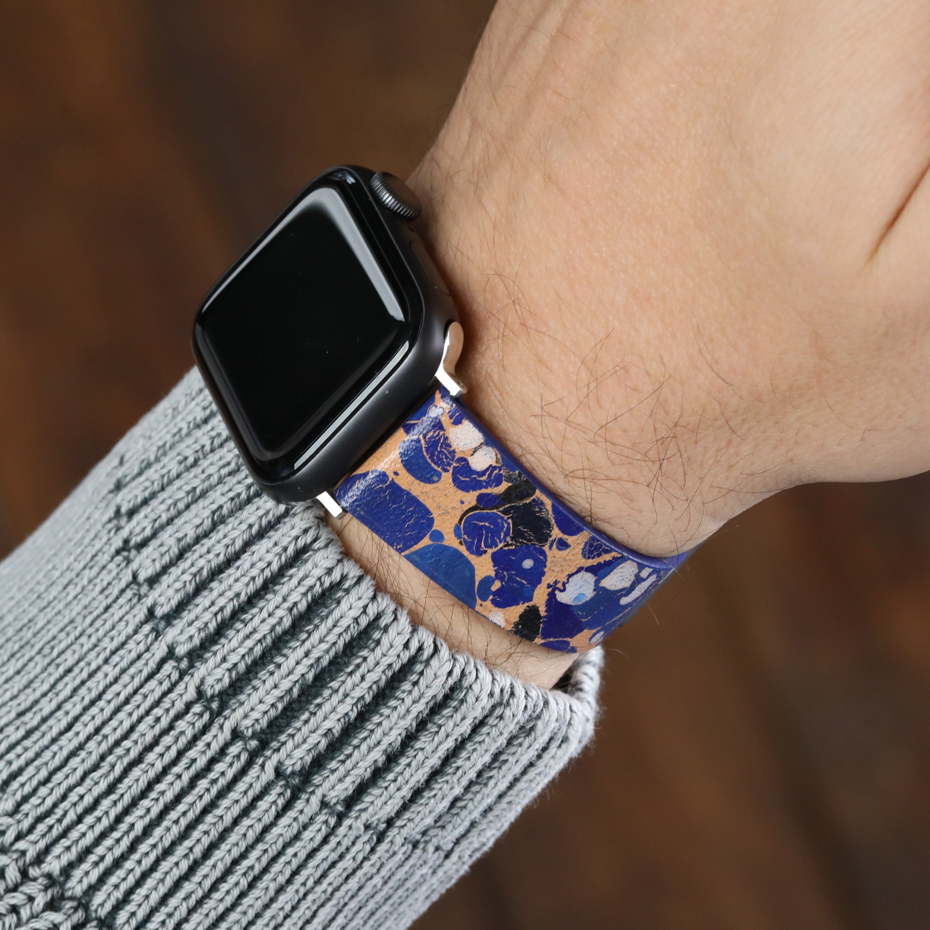 Apple Watch Kayis - Ebru Boyama Mavi