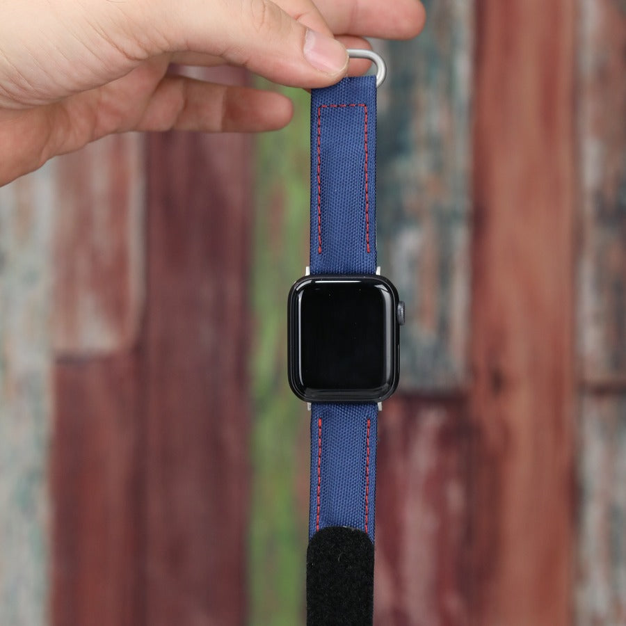 Hibrit Apple Watch Kordon - Lacivert Kırmızı