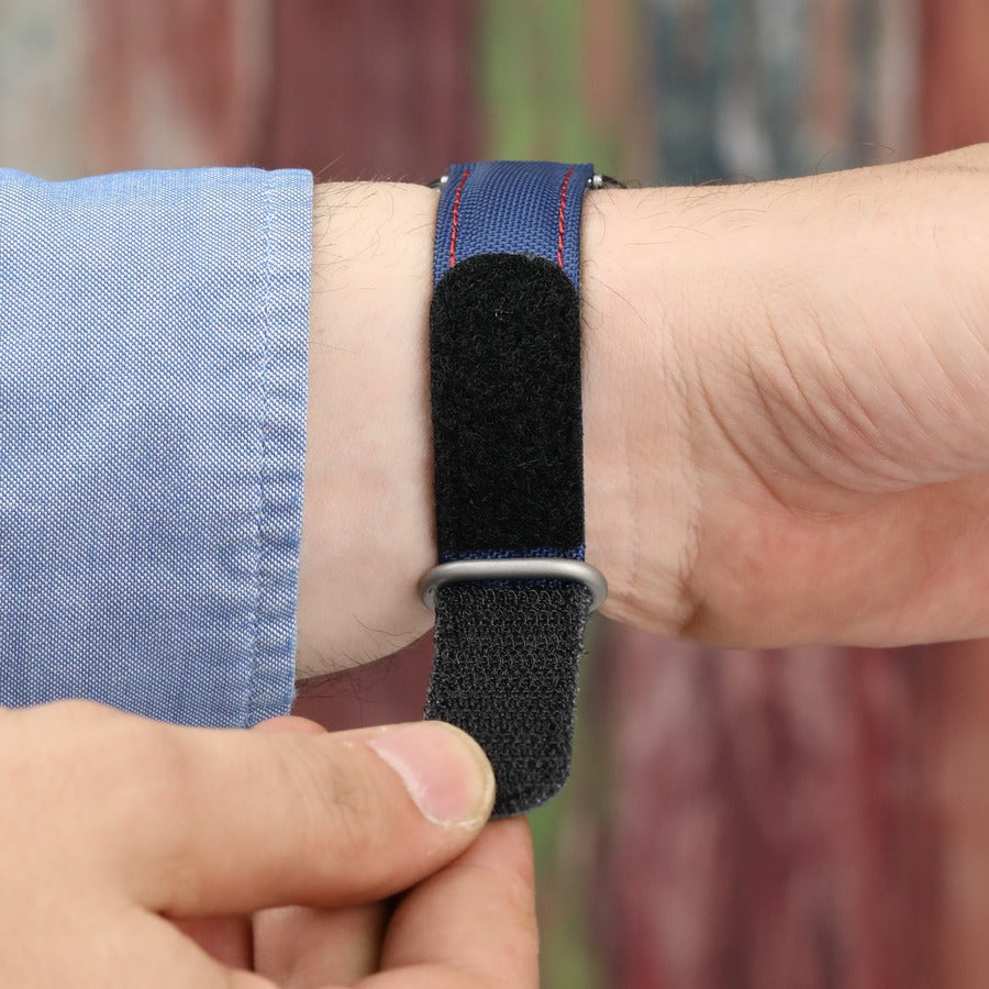 Hibrit Apple Watch Kordon - Lacivert Kırmızı