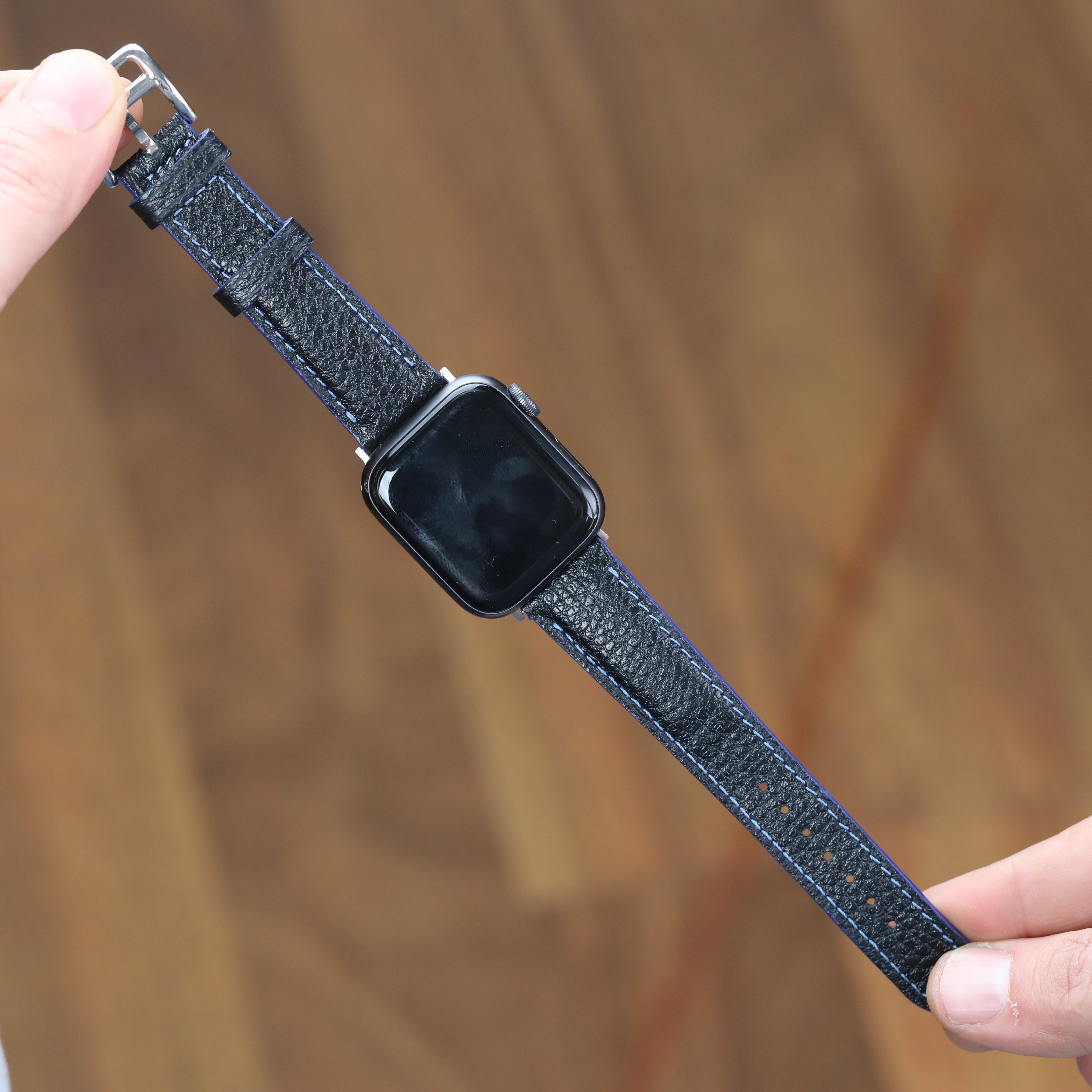 Apple Watch Deri Kayis - Togo Siyah Mavi