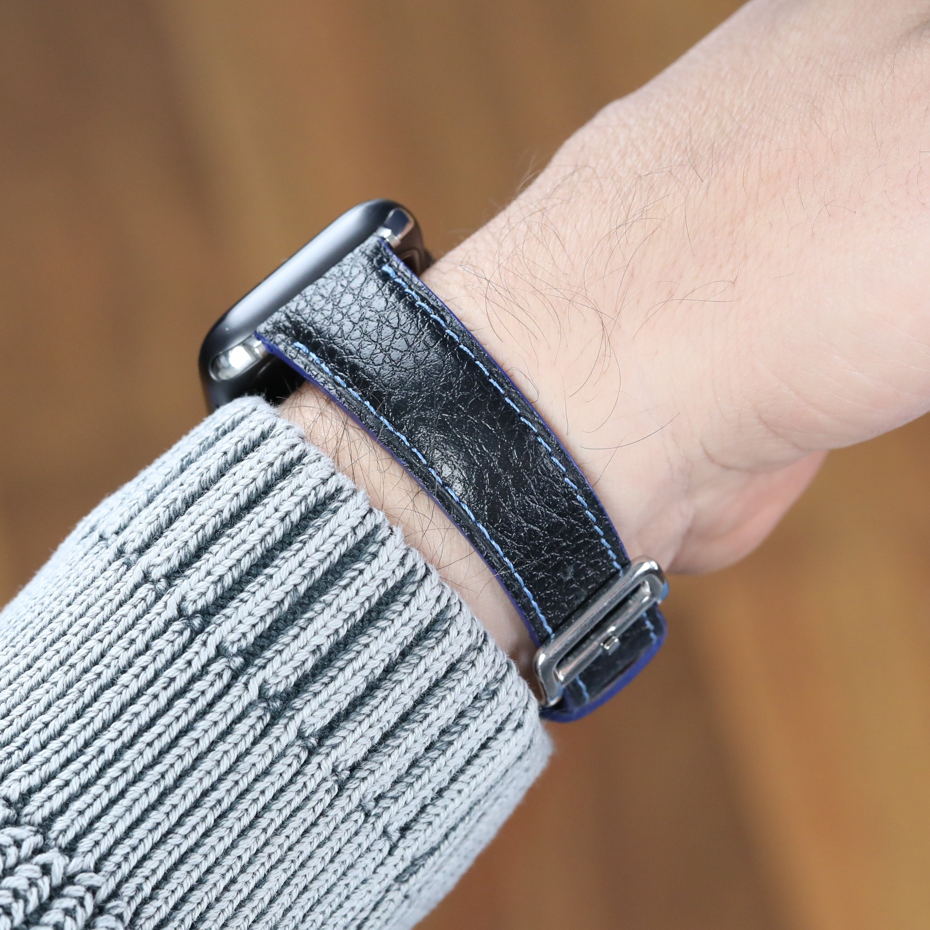 Apple Watch Deri Kayis - Togo Siyah Mavi