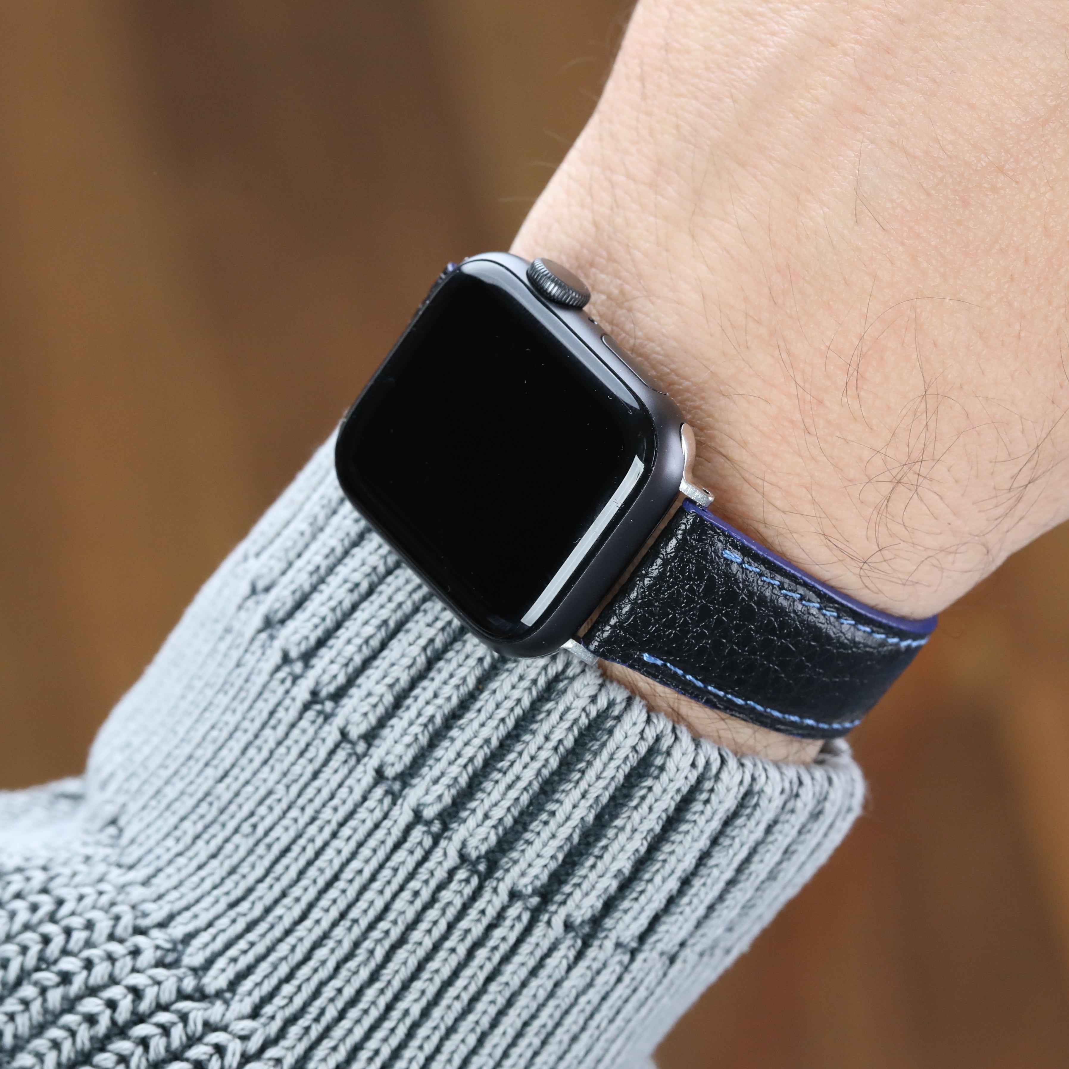 Apple Watch Deri Kayis - Togo Siyah Mavi
