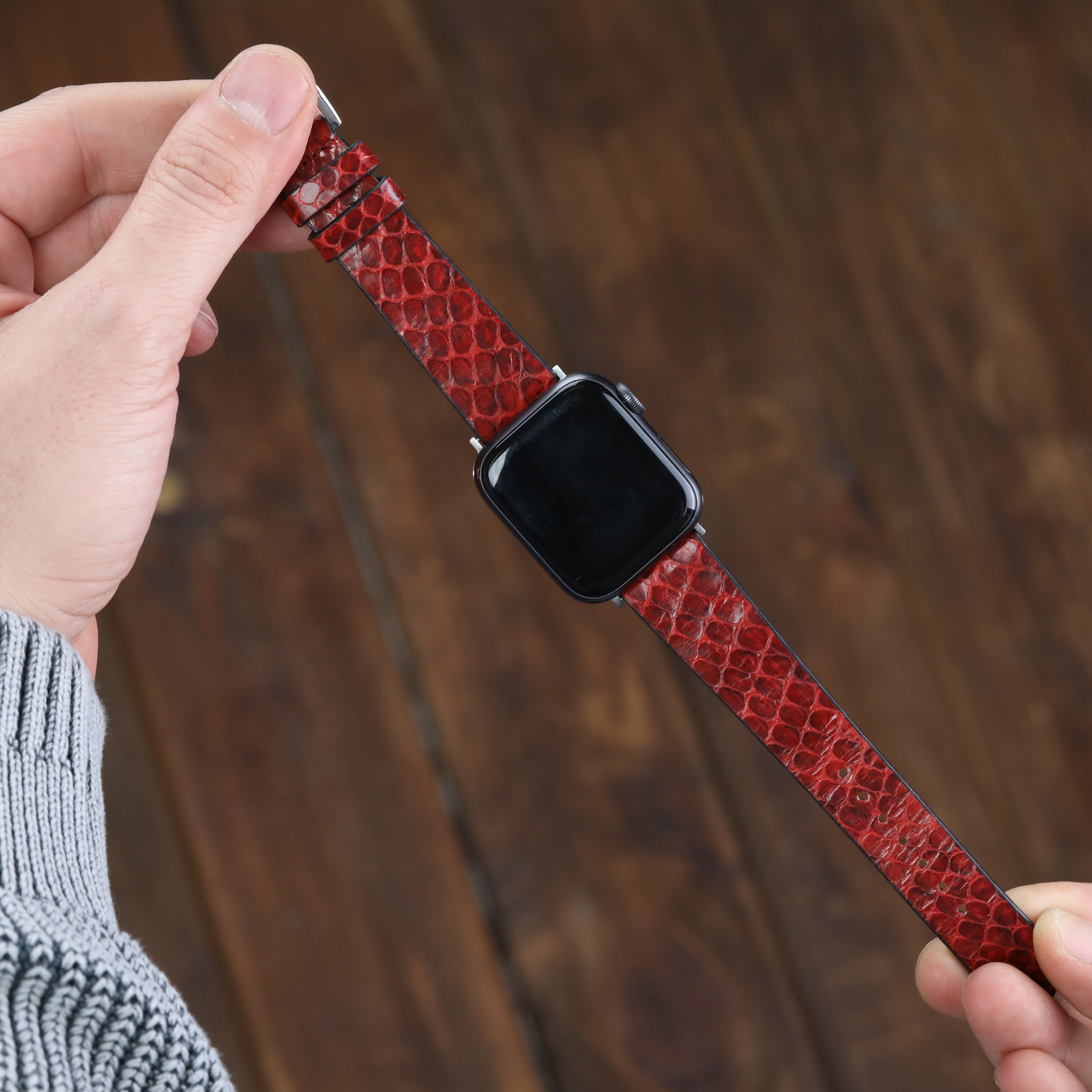 Apple Kordon - Gerçek Yılan Derisi Bordo