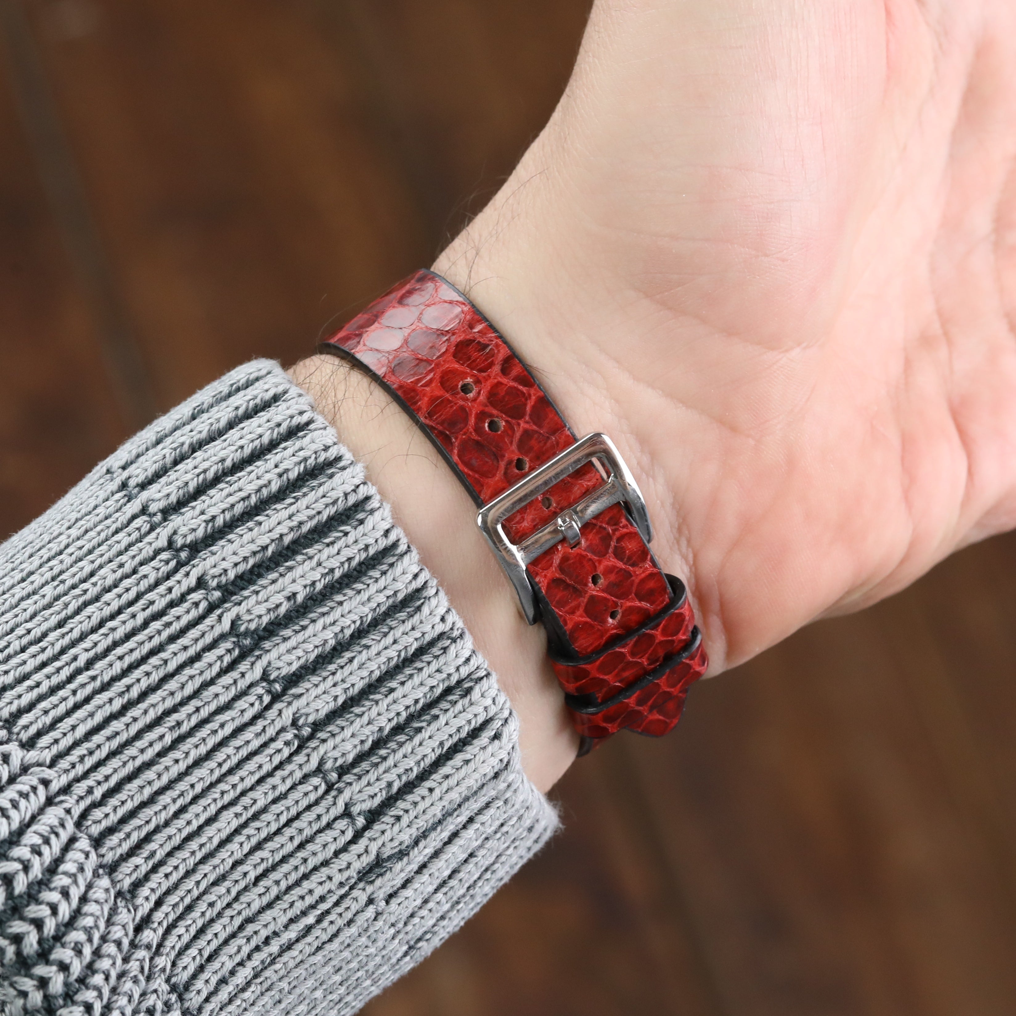 Apple Kordon - Gerçek Yılan Derisi Bordo