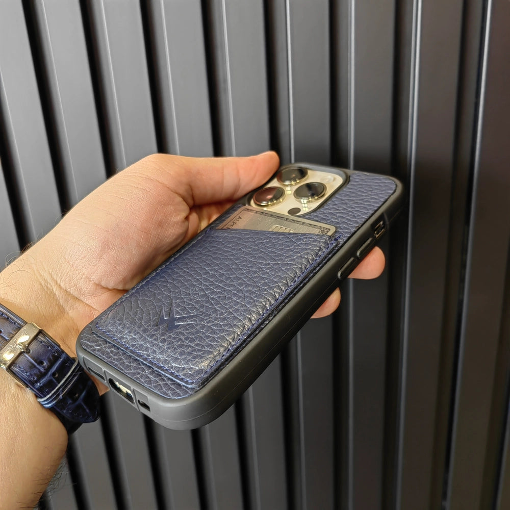 Hurley Lacivert Kartlıklı iPhone Deri Kılıf - ONYWATCH