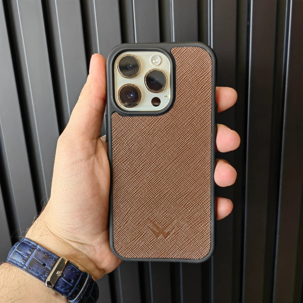 Saffiano Kahverengi iPhone Deri Kılıf - ONYWATCH