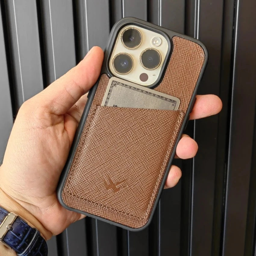 Saffiano Kartlıklı iPhone Deri Kılıf - ONYWATCH