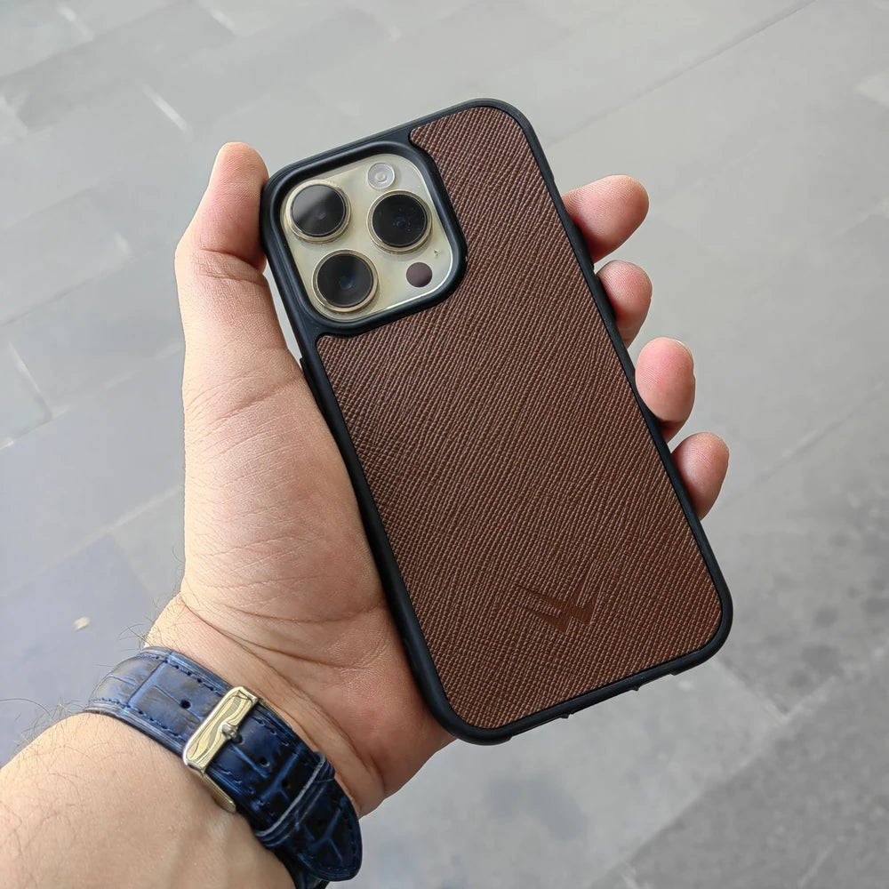 Saffiano Kahverengi iPhone Deri Kılıf - ONYWATCH