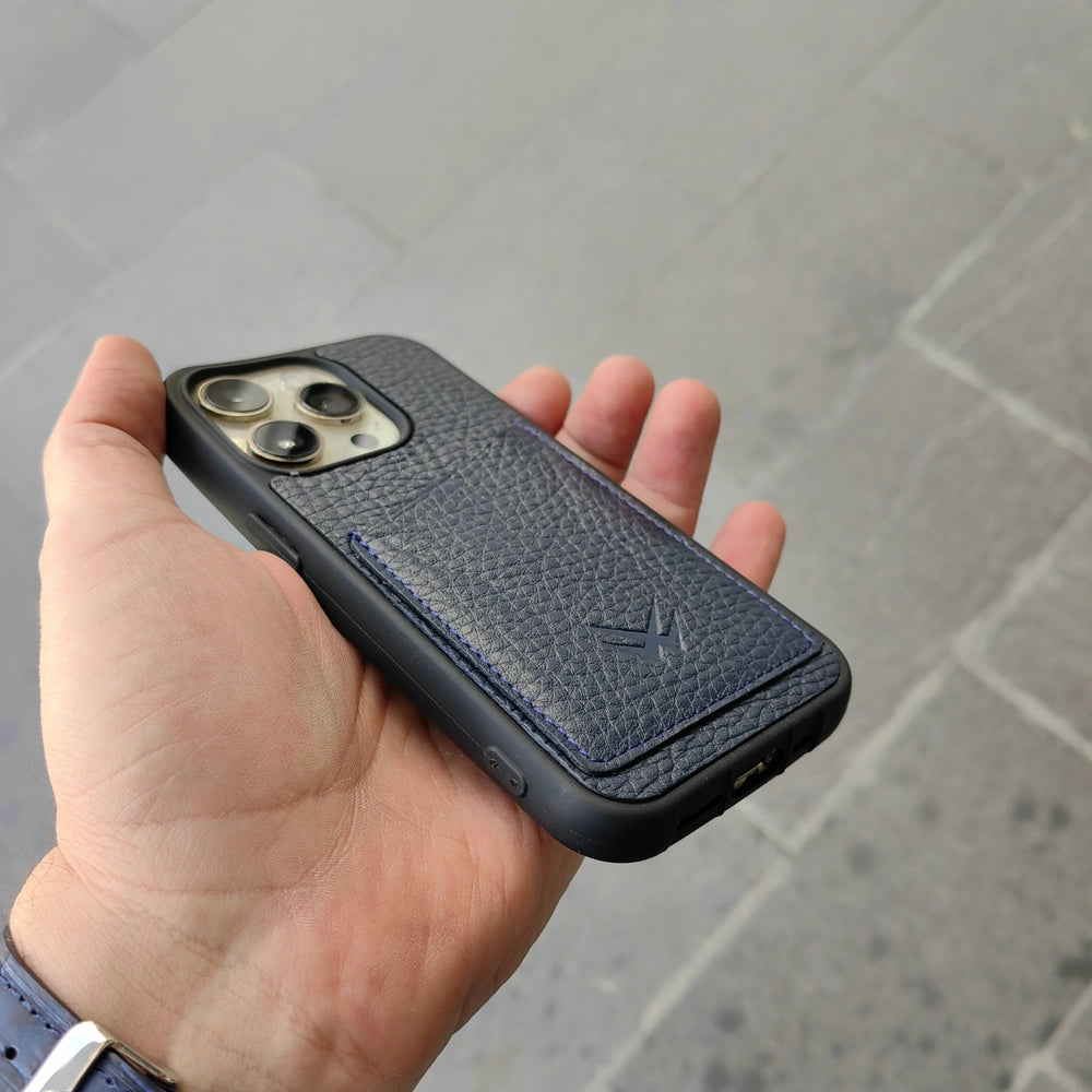 Hurley Lacivert Kartlıklı iPhone Deri Kılıf - ONYWATCH