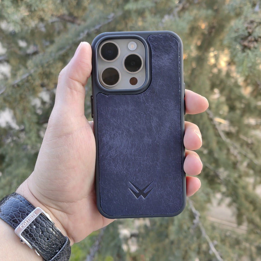 Pueblo Lacivert iPhone Deri Kılıf