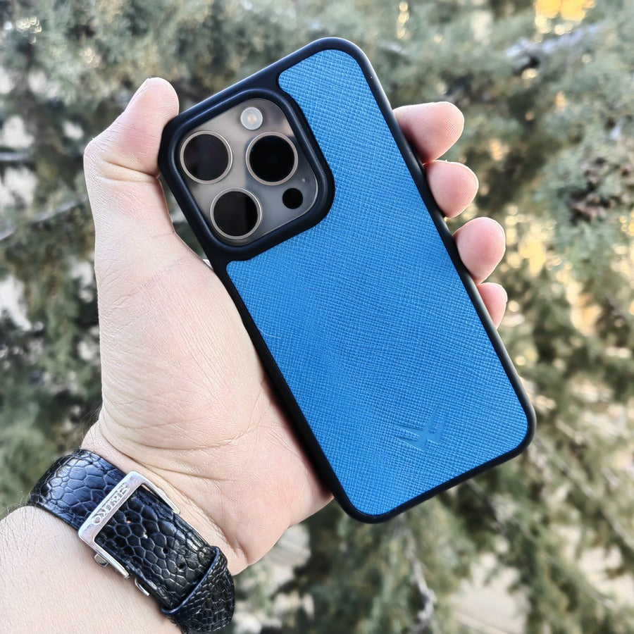 Saffiano Lacivert iPhone Deri Kılıf - ONYWATCH