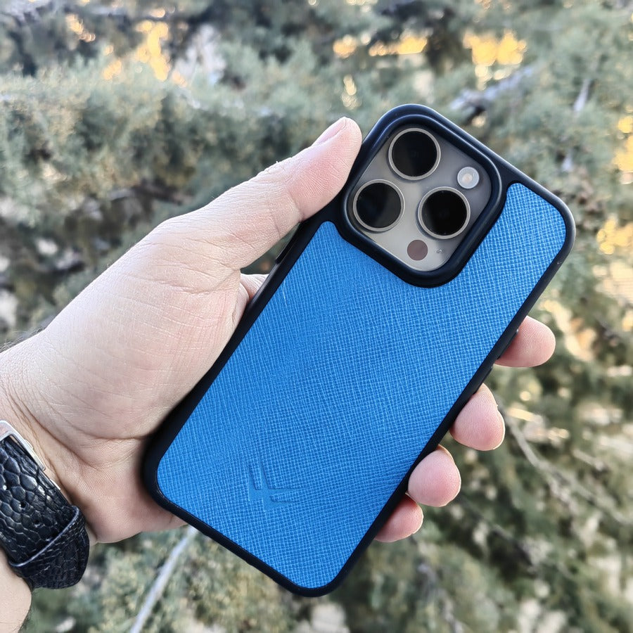 Saffiano Lacivert iPhone Deri Kılıf - ONYWATCH