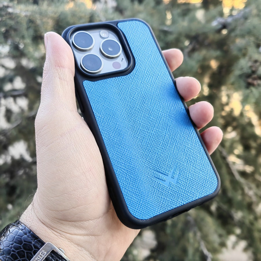 Saffiano Lacivert iPhone Deri Kılıf - ONYWATCH