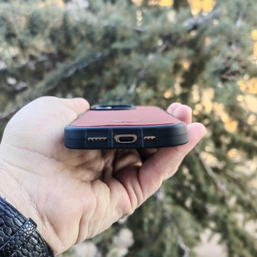 Saffiano Bordo iPhone Deri Kılıf - ONYWATCH