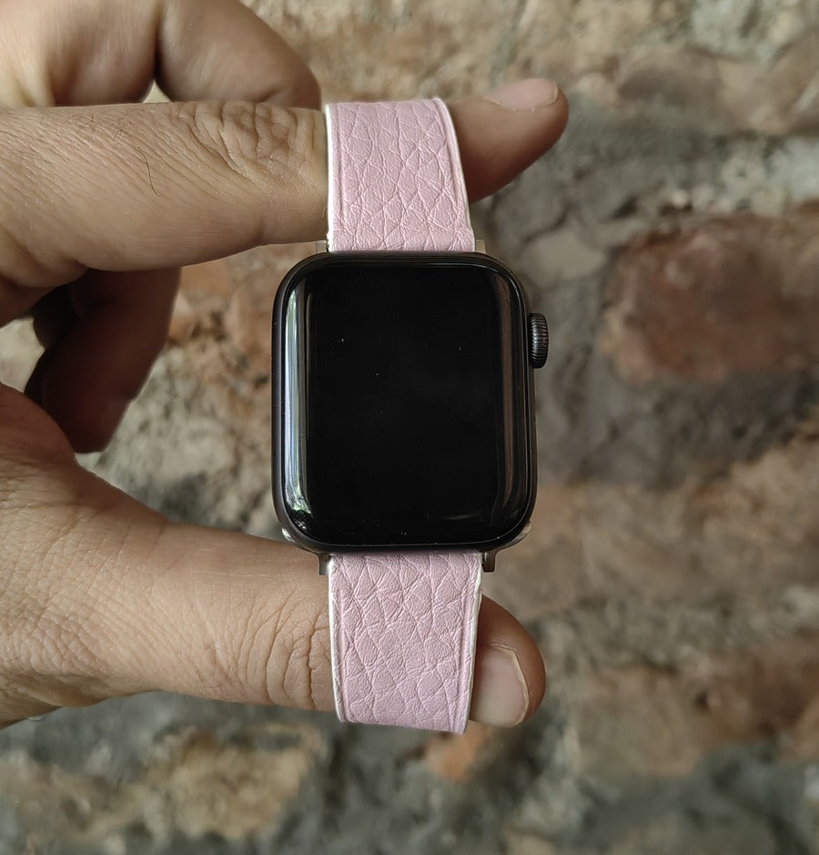 Apple Watch Deri Kordon - Togo Eflatun Beyaz