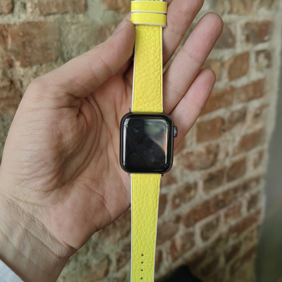 Apple Watch Deri Kordon - Togo Minimal Sarı
