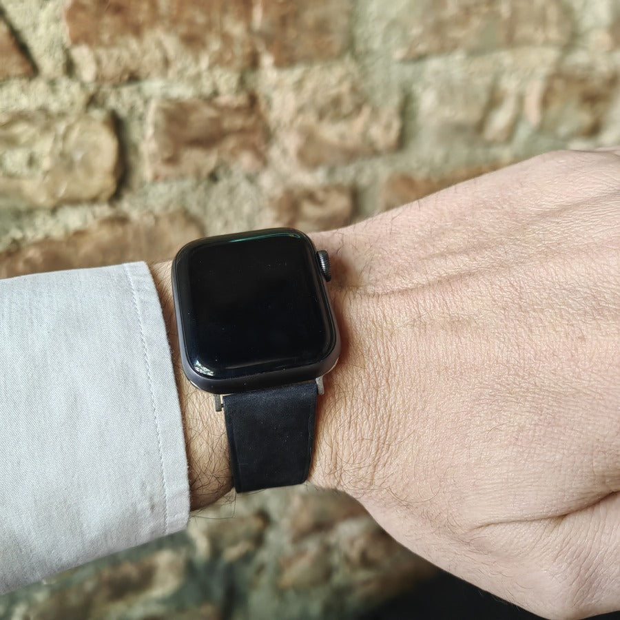 Apple Watch Deri Kordon - Nubuk Minimal Siyah