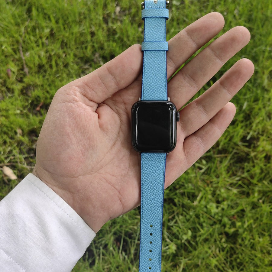 Apple Watch Deri Kordon - Saffiano Minimal A. Mavi